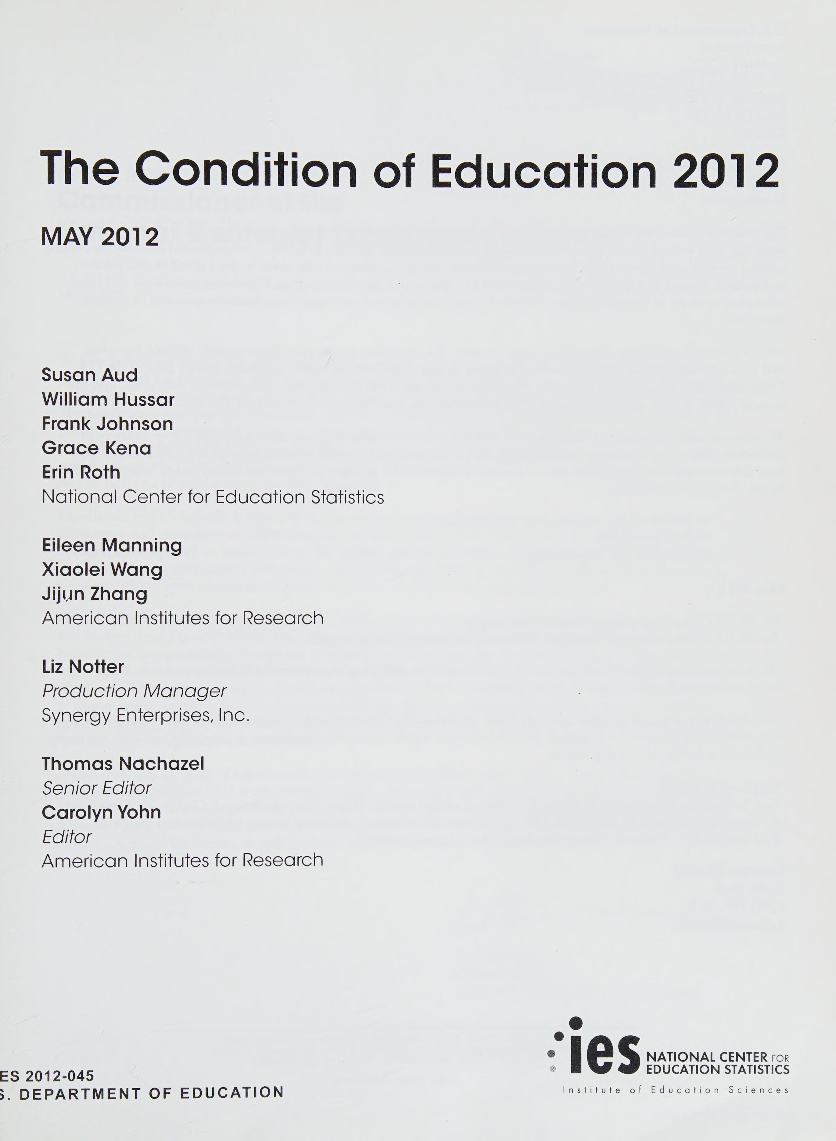 The Condition of Education 2012
