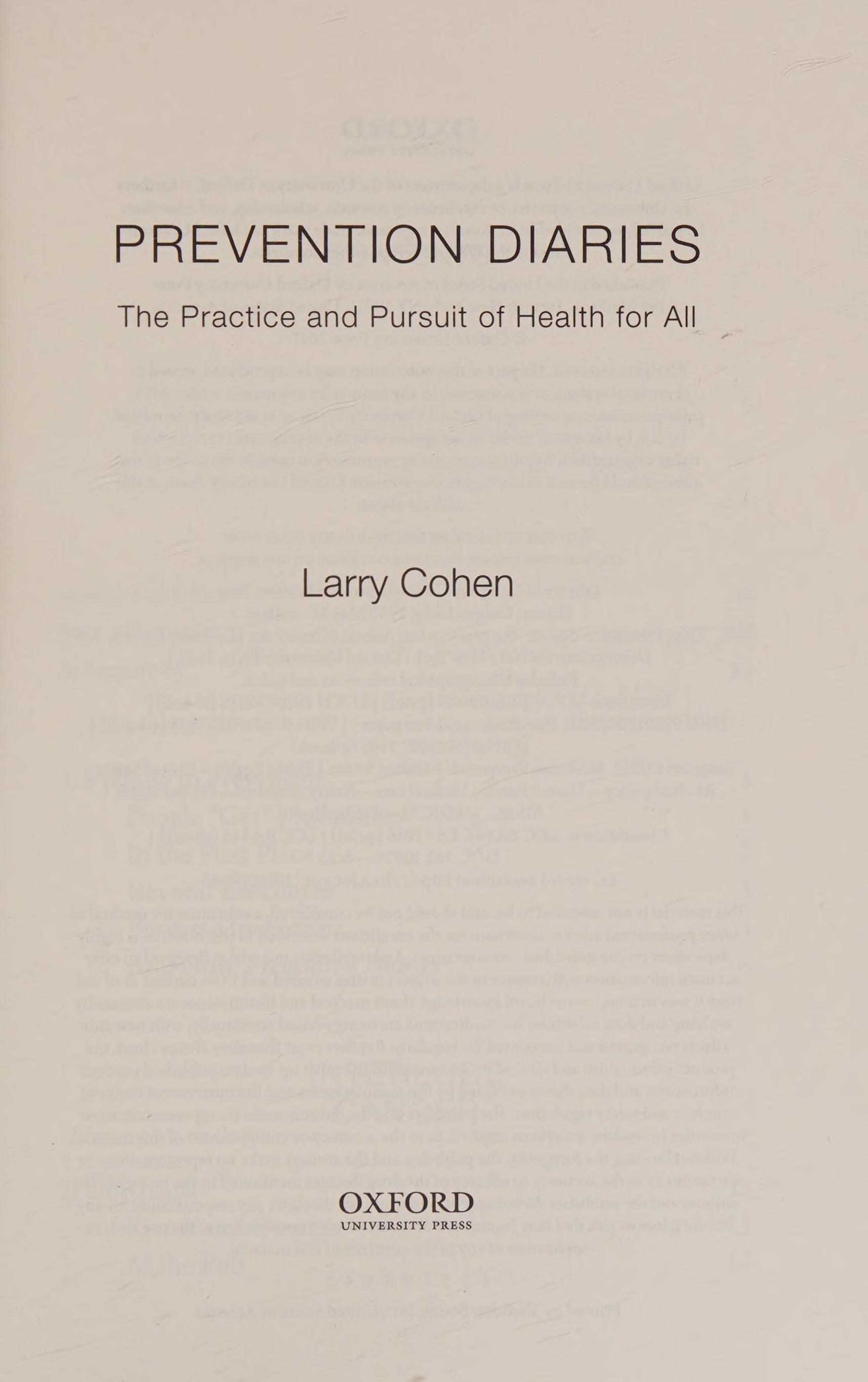 Prevention diaries