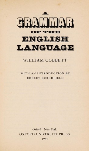 A Grammar of the English Language