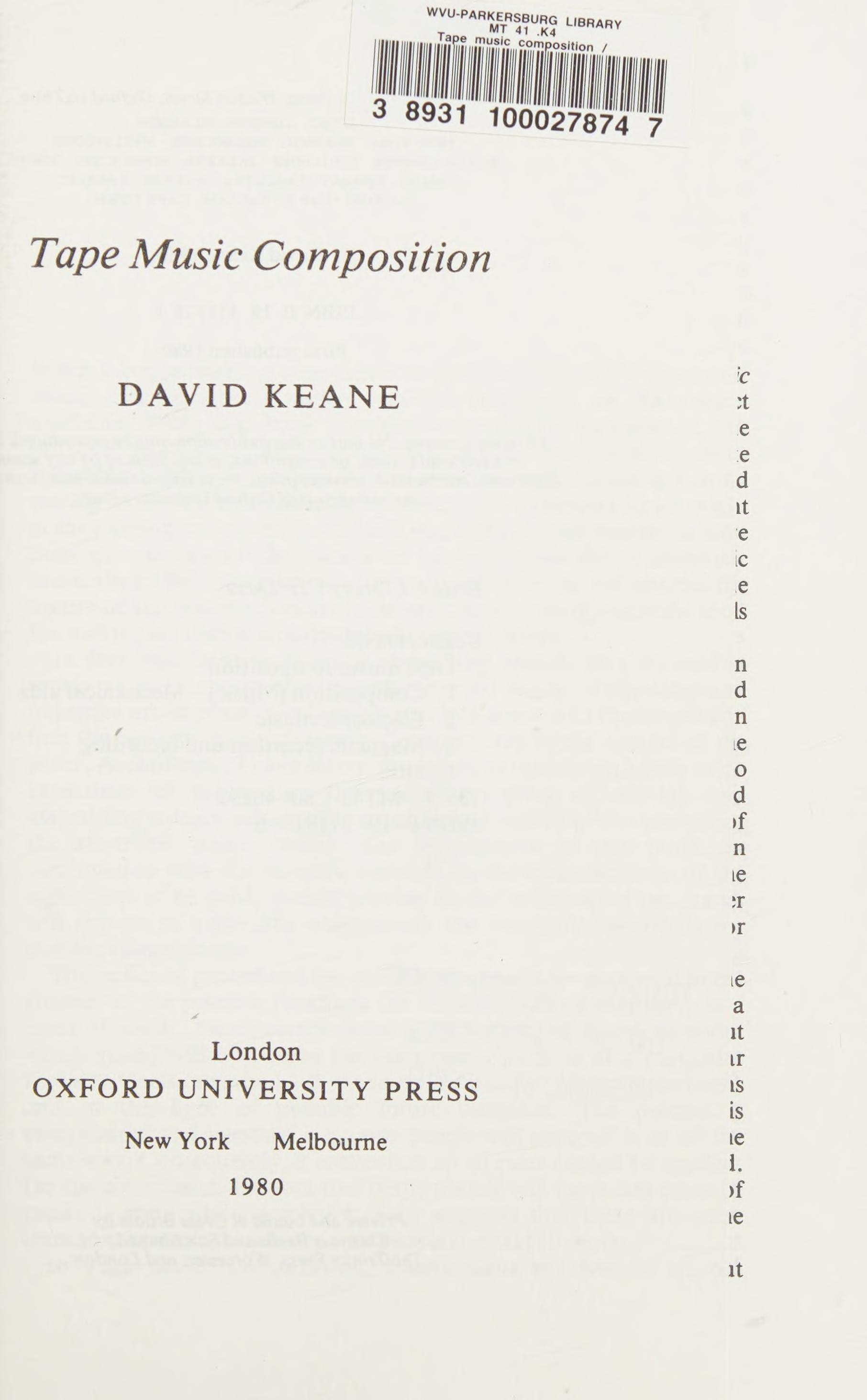 Tape Music Composition