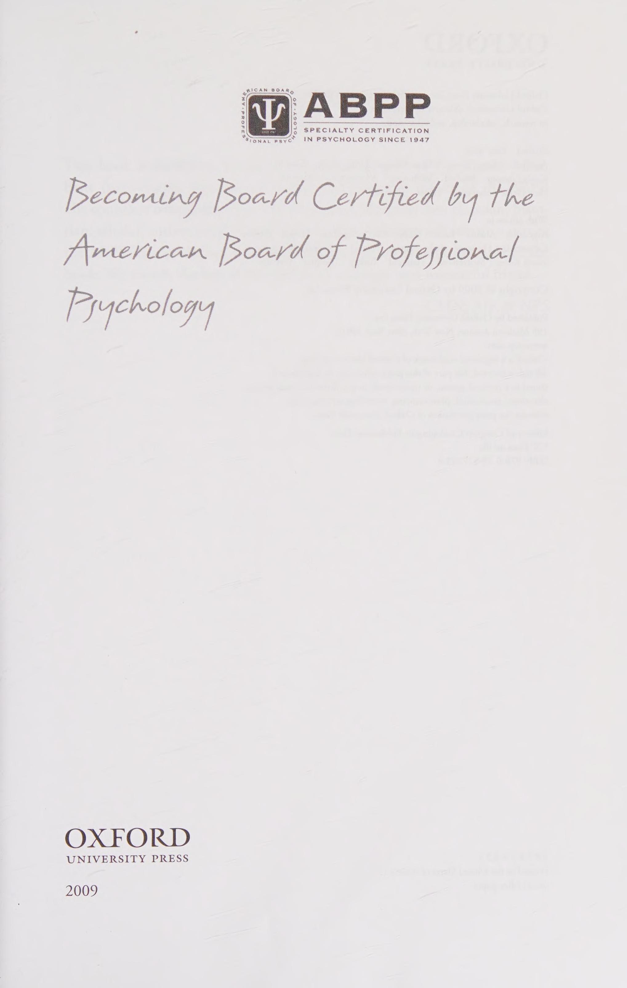 Becoming Board Certified By The American Board Of Professional Psychology