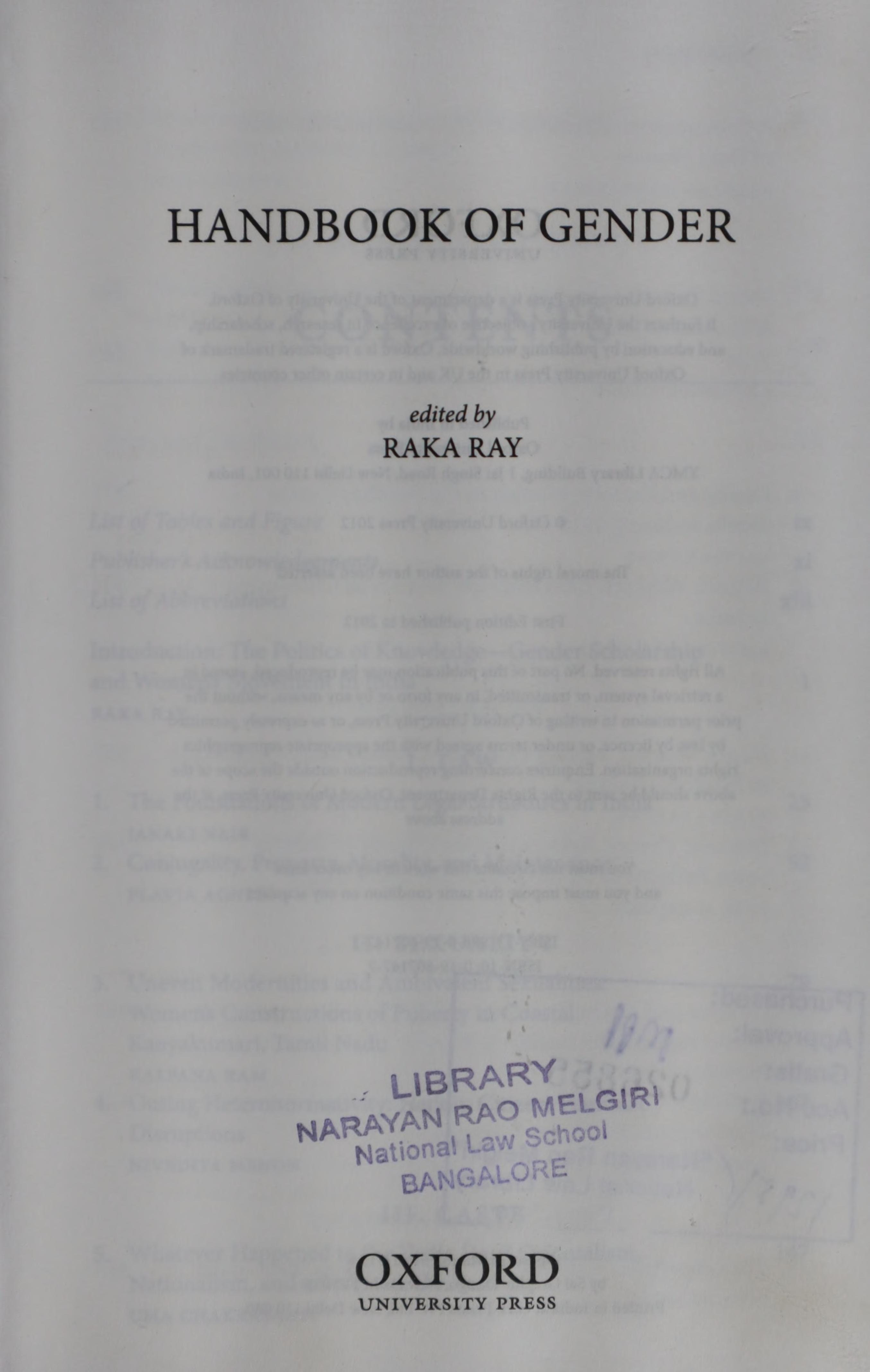 Handbook Of Gender