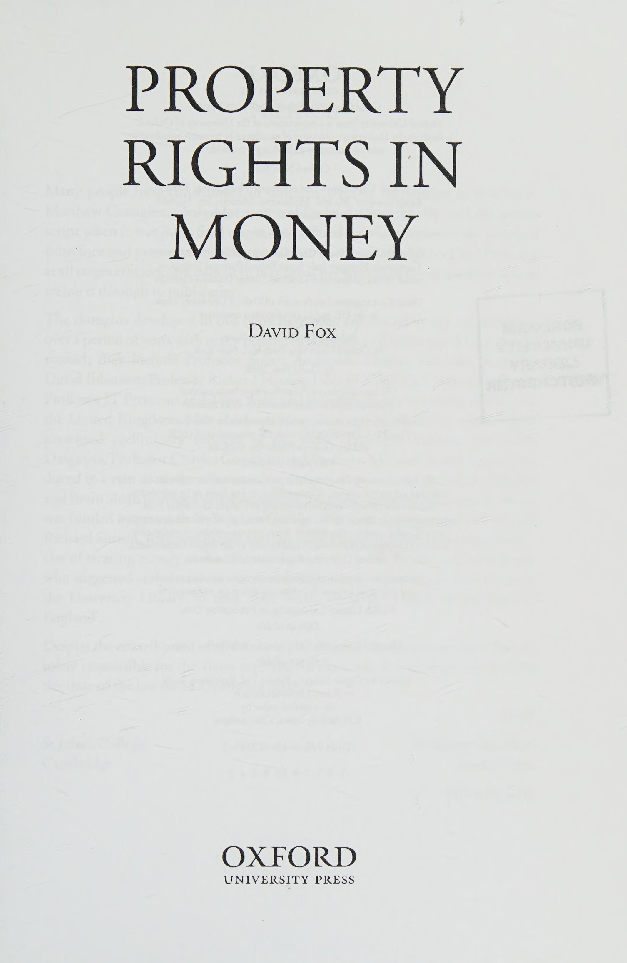 Property Rights in Money