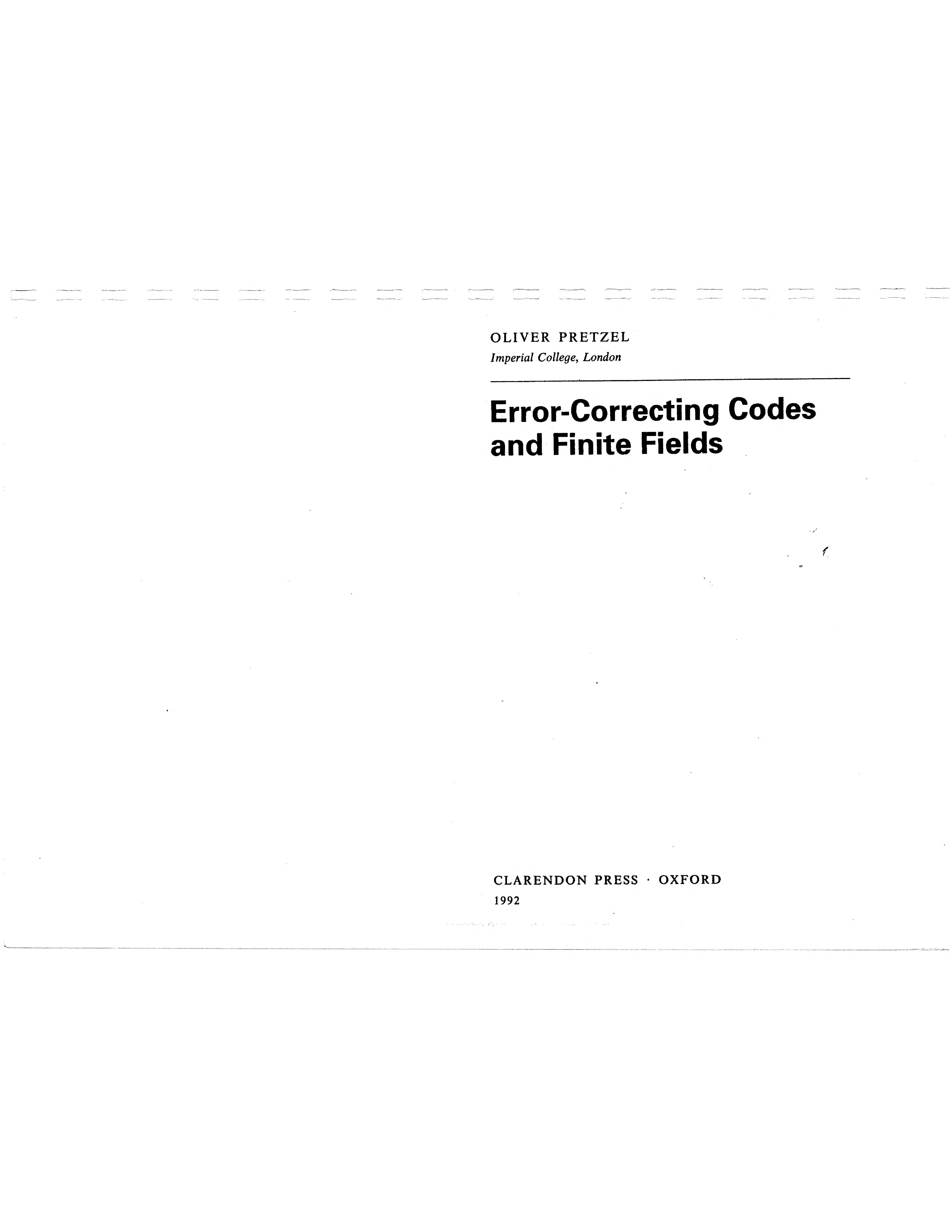 Error-Correcting Codes And Finite Fields