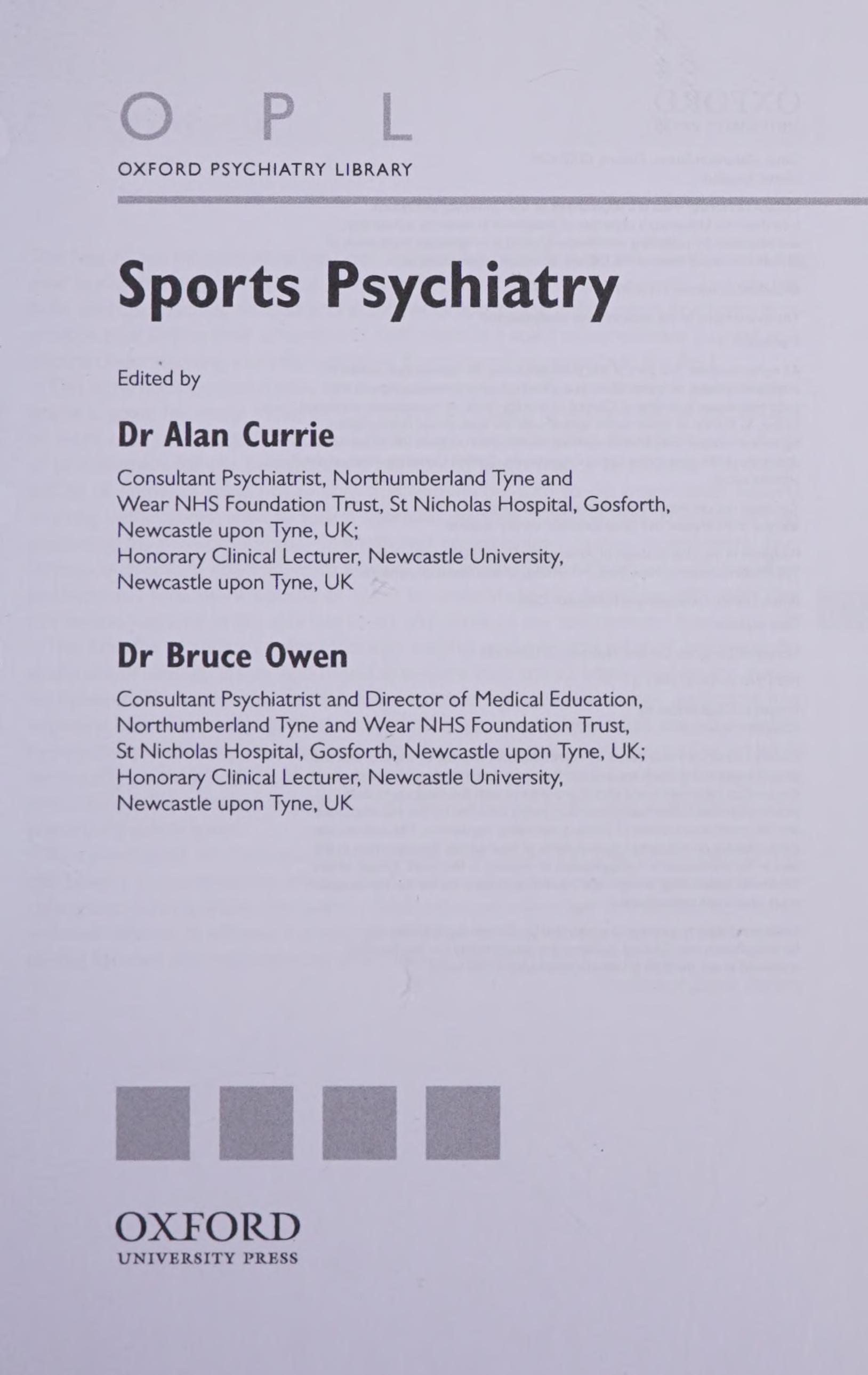 Sports Psychiatry
