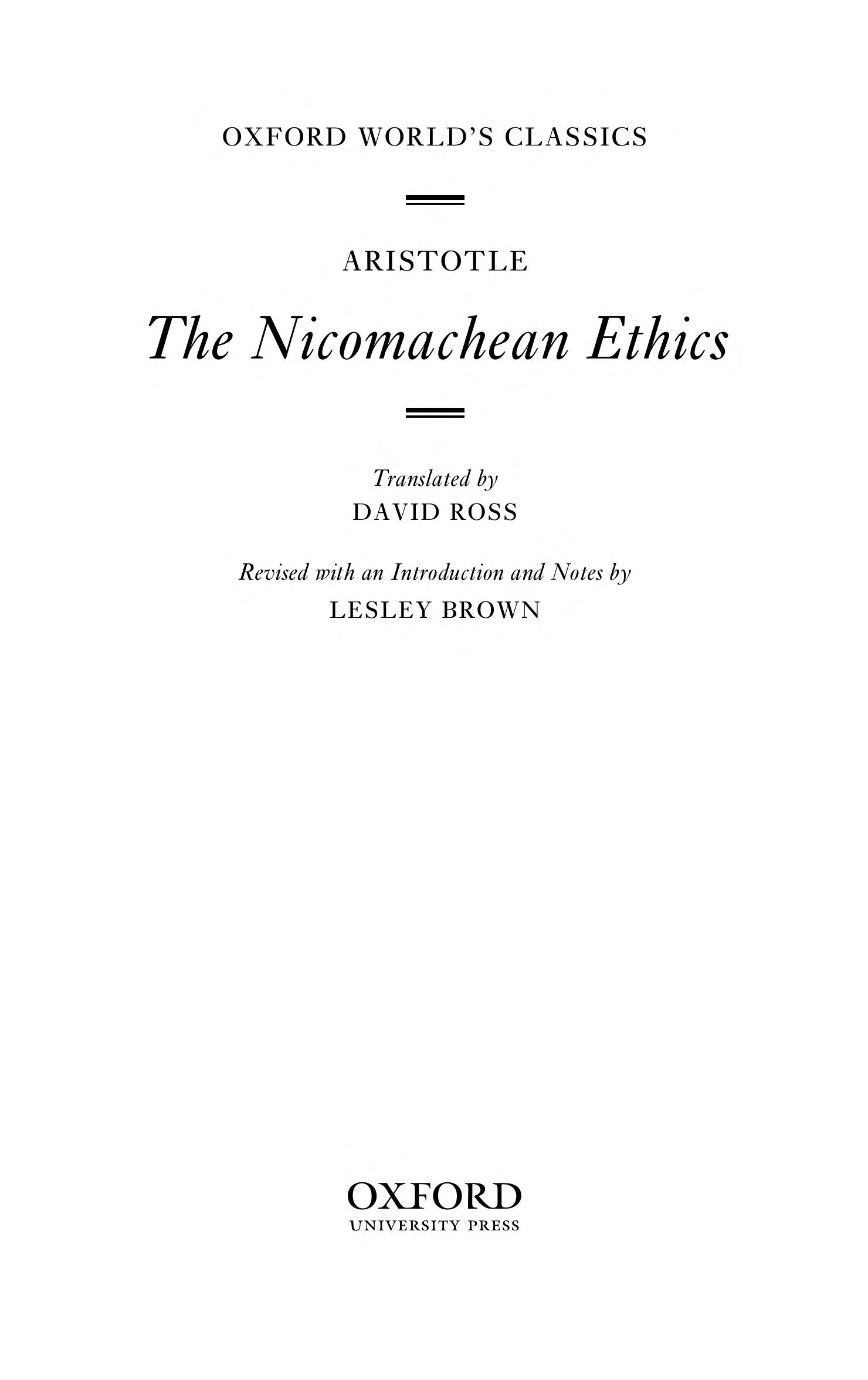 The Nicomachean Ethics
