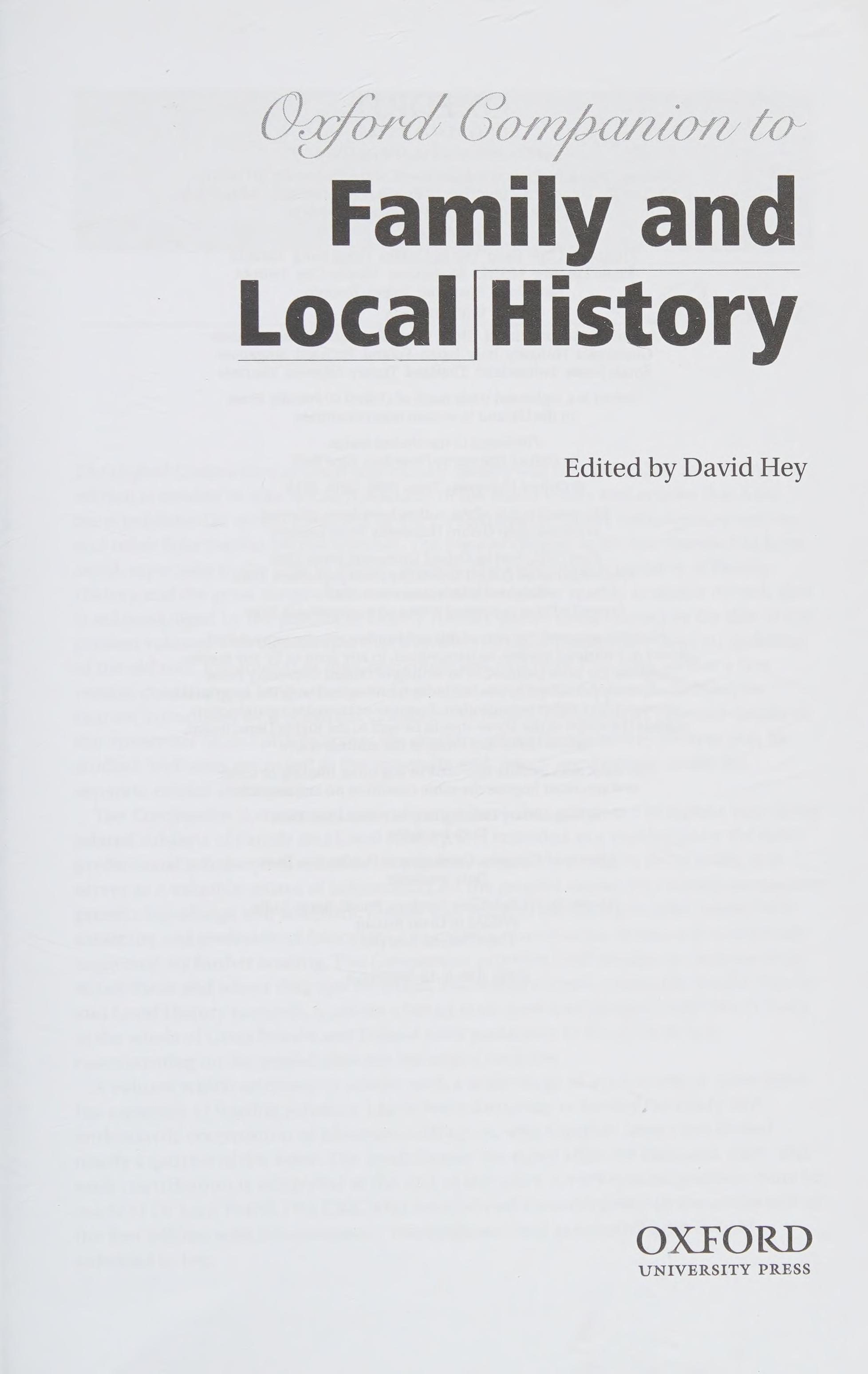 The Oxford Companion to Family and Local History