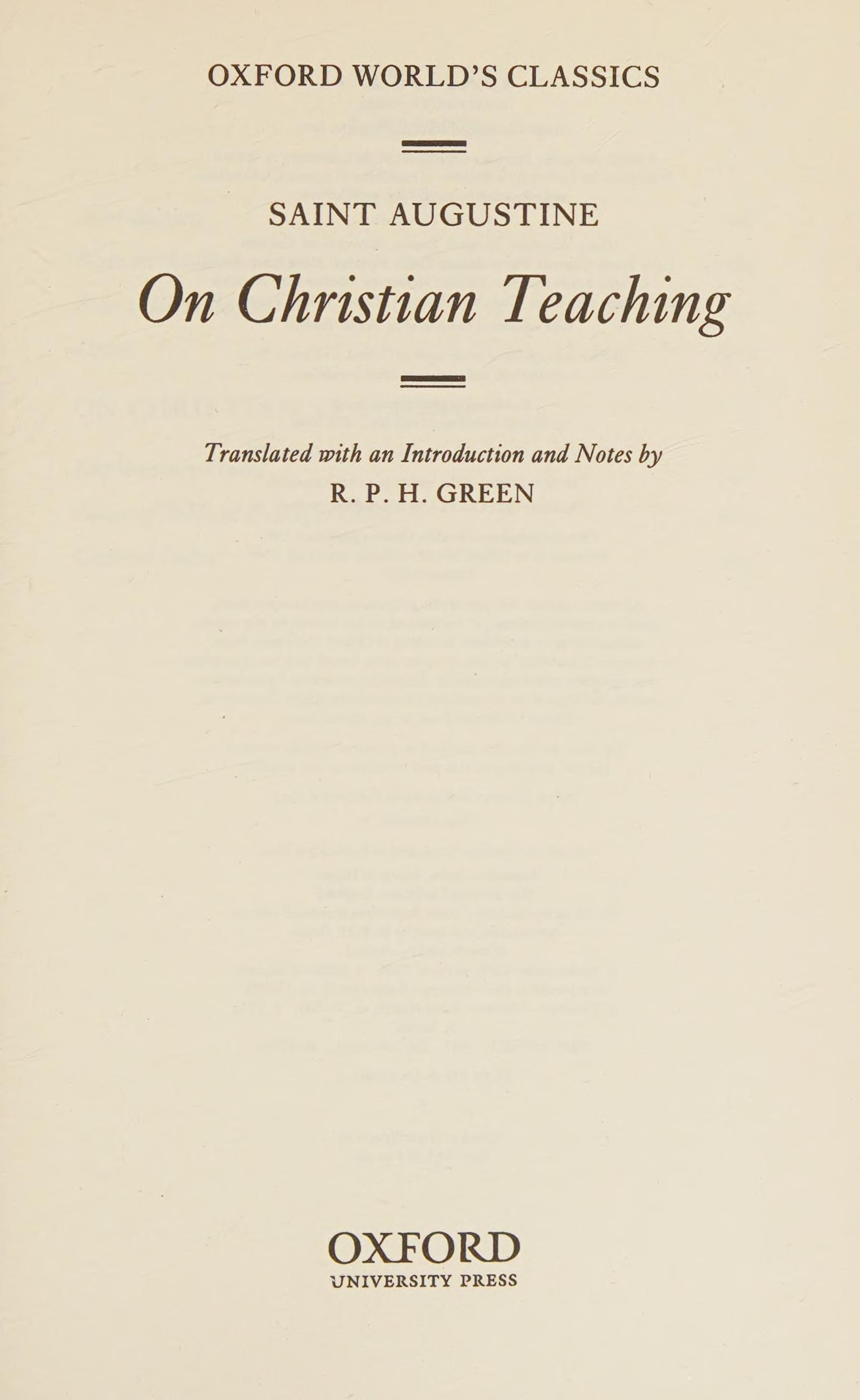 On Christian Teaching