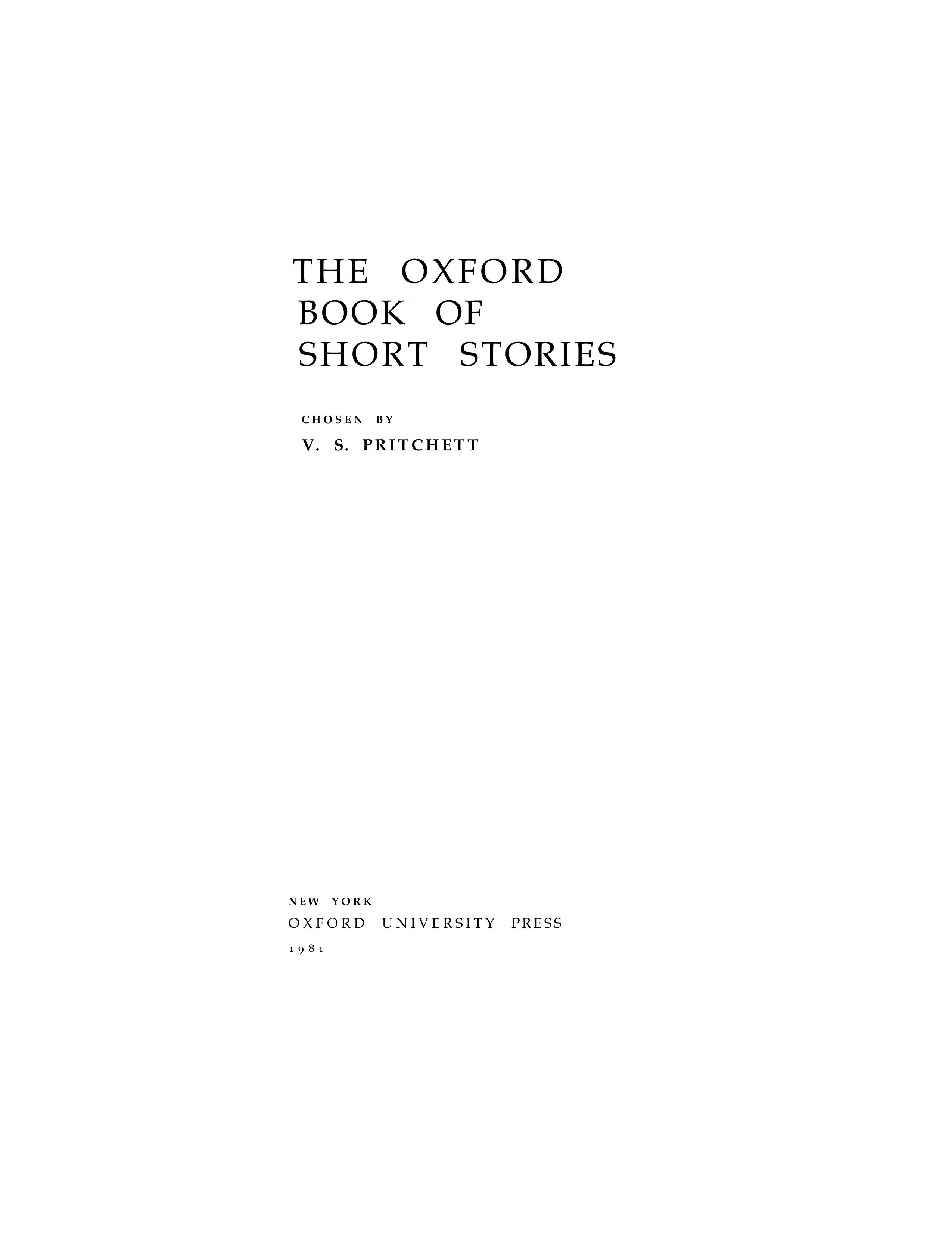 The Oxford Book Of Short Stories