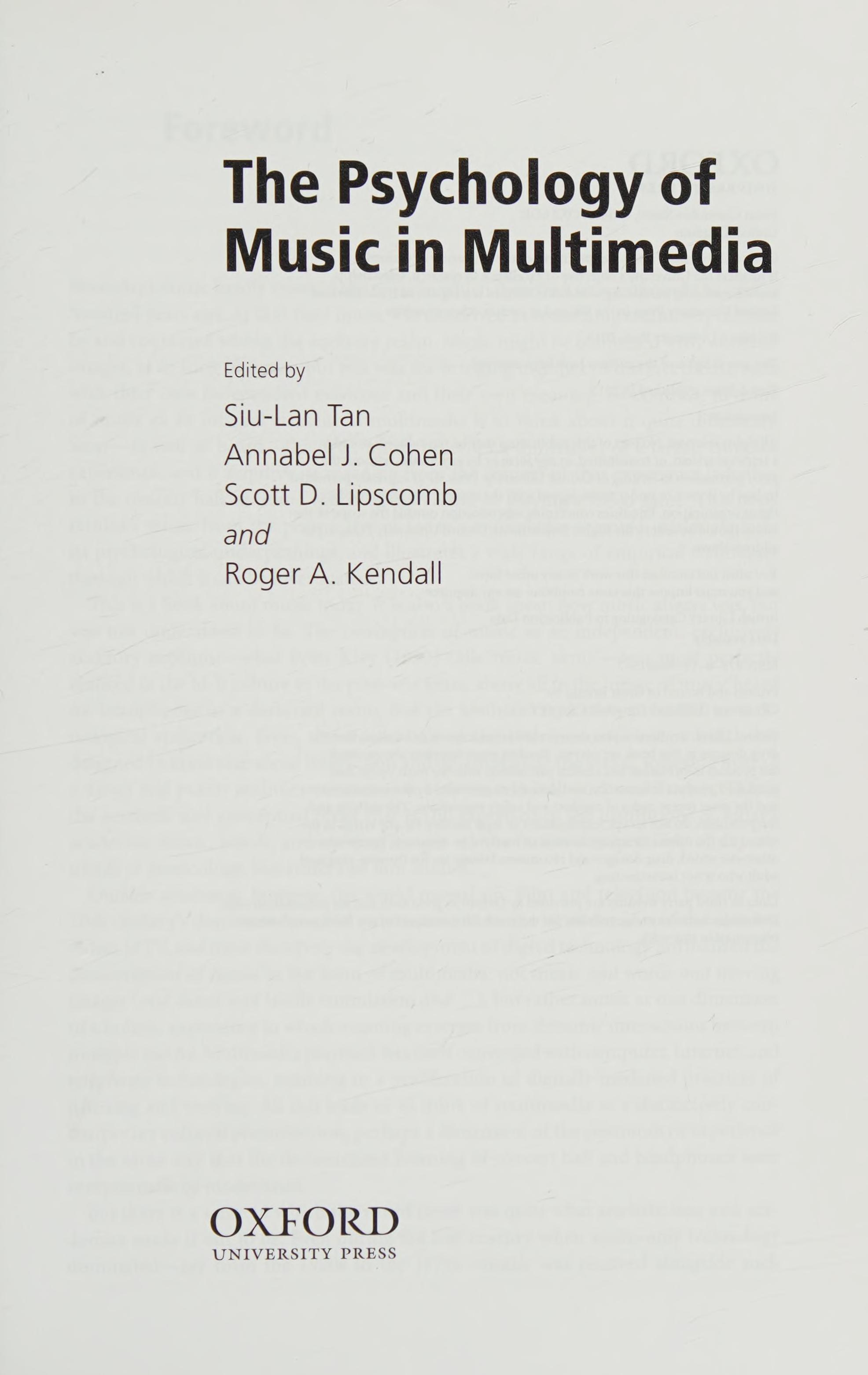 The Psychology Of Music In Multimedia