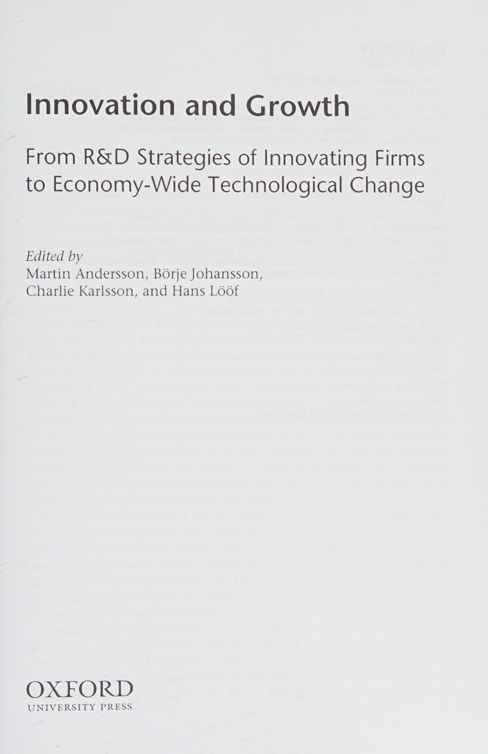 Innovation And Growth: From R&D Strategies Of Innovating Firms To Economy-Wide Technological Change