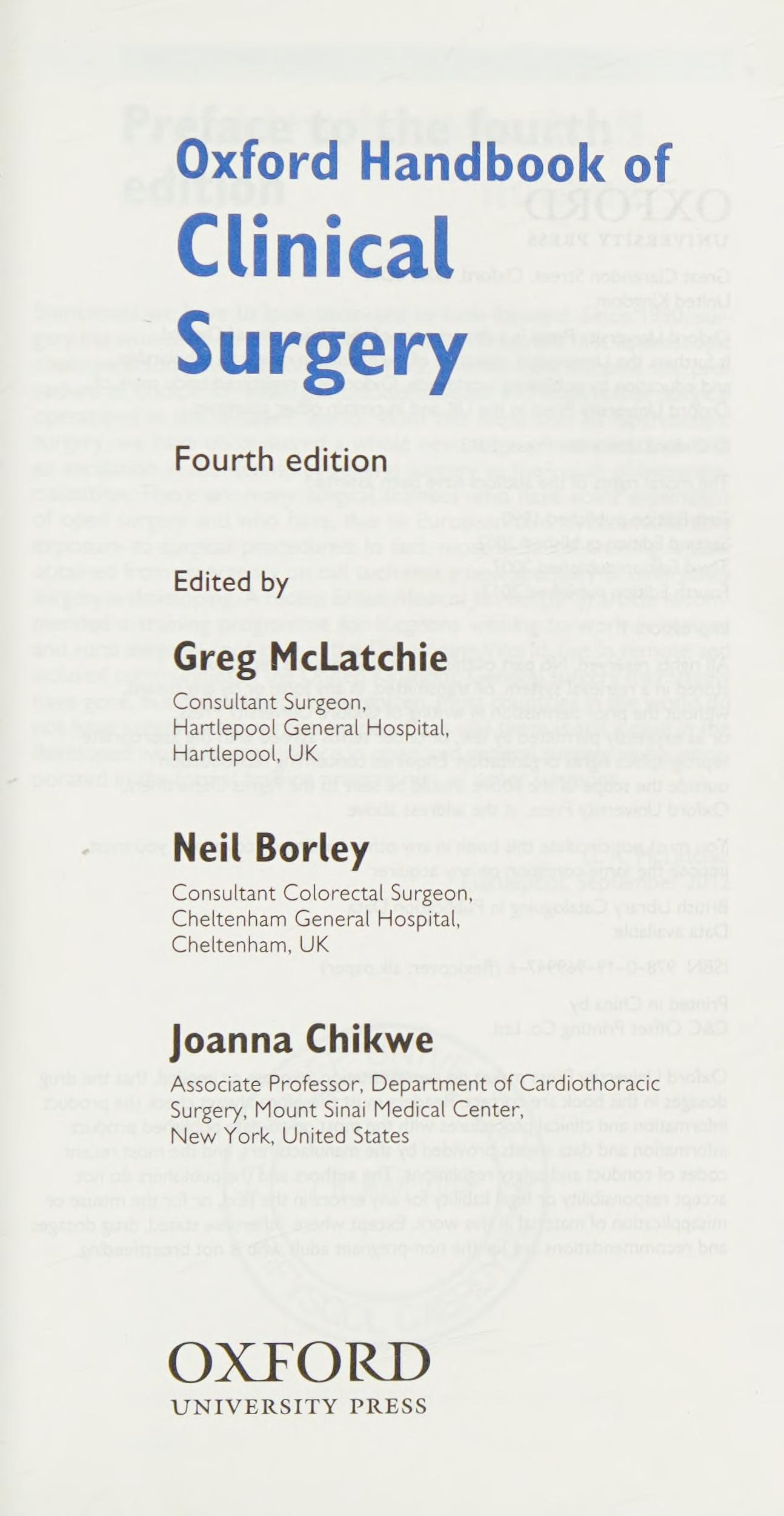 Oxford Handbook of Clinical Surgery