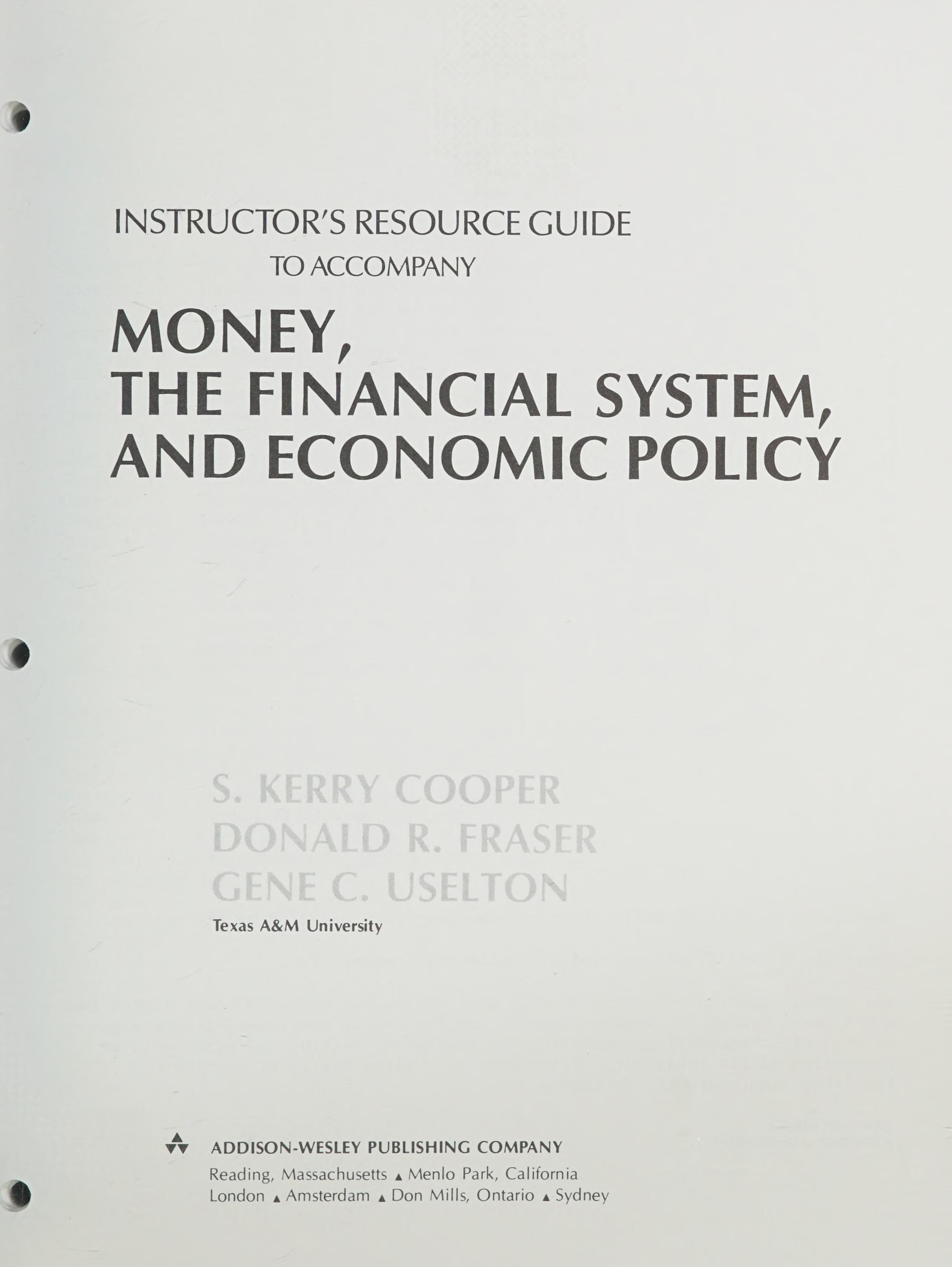 I/M Money Fin Sys Econ