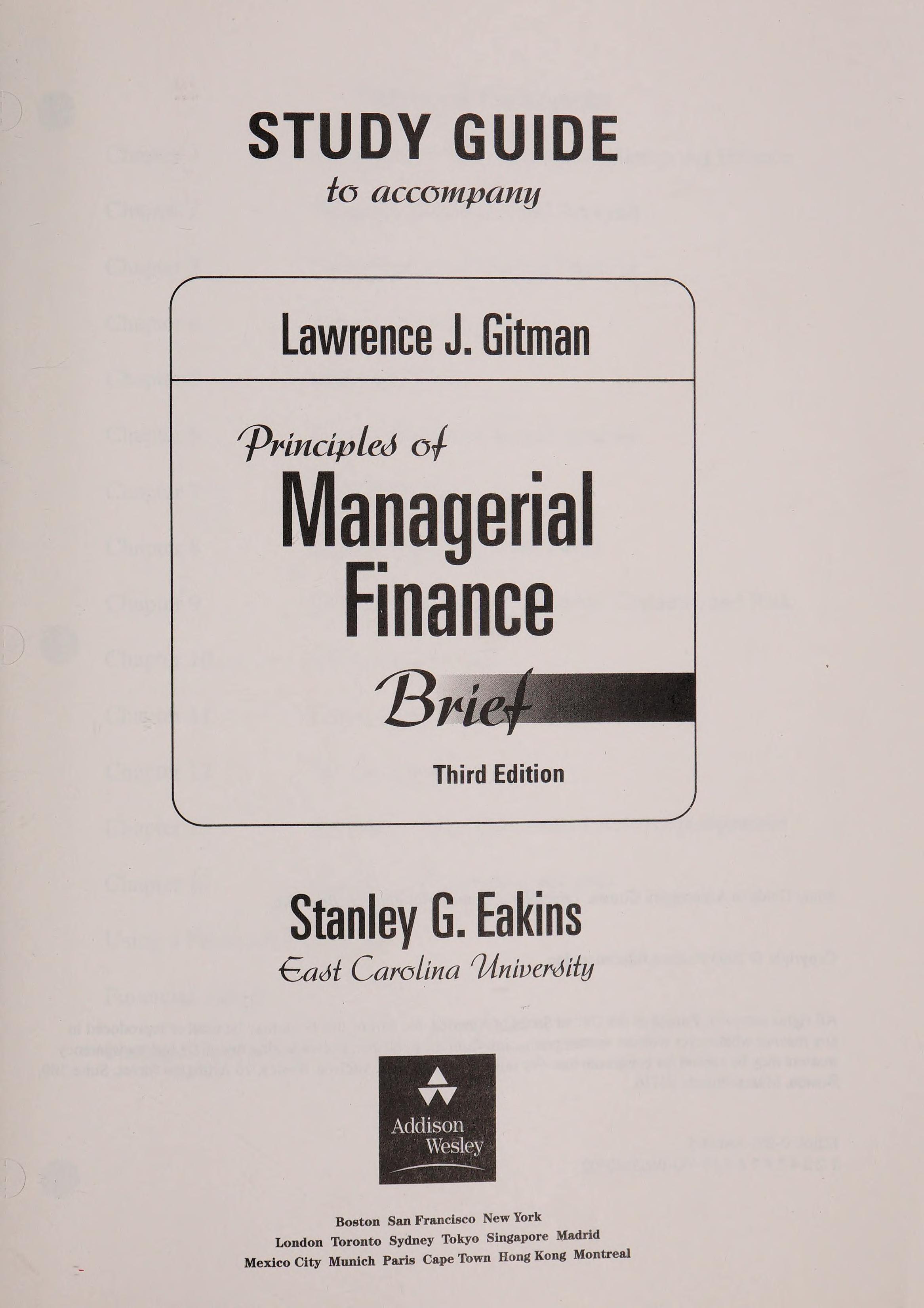 Principles of Managerial Finance, Brief Edition