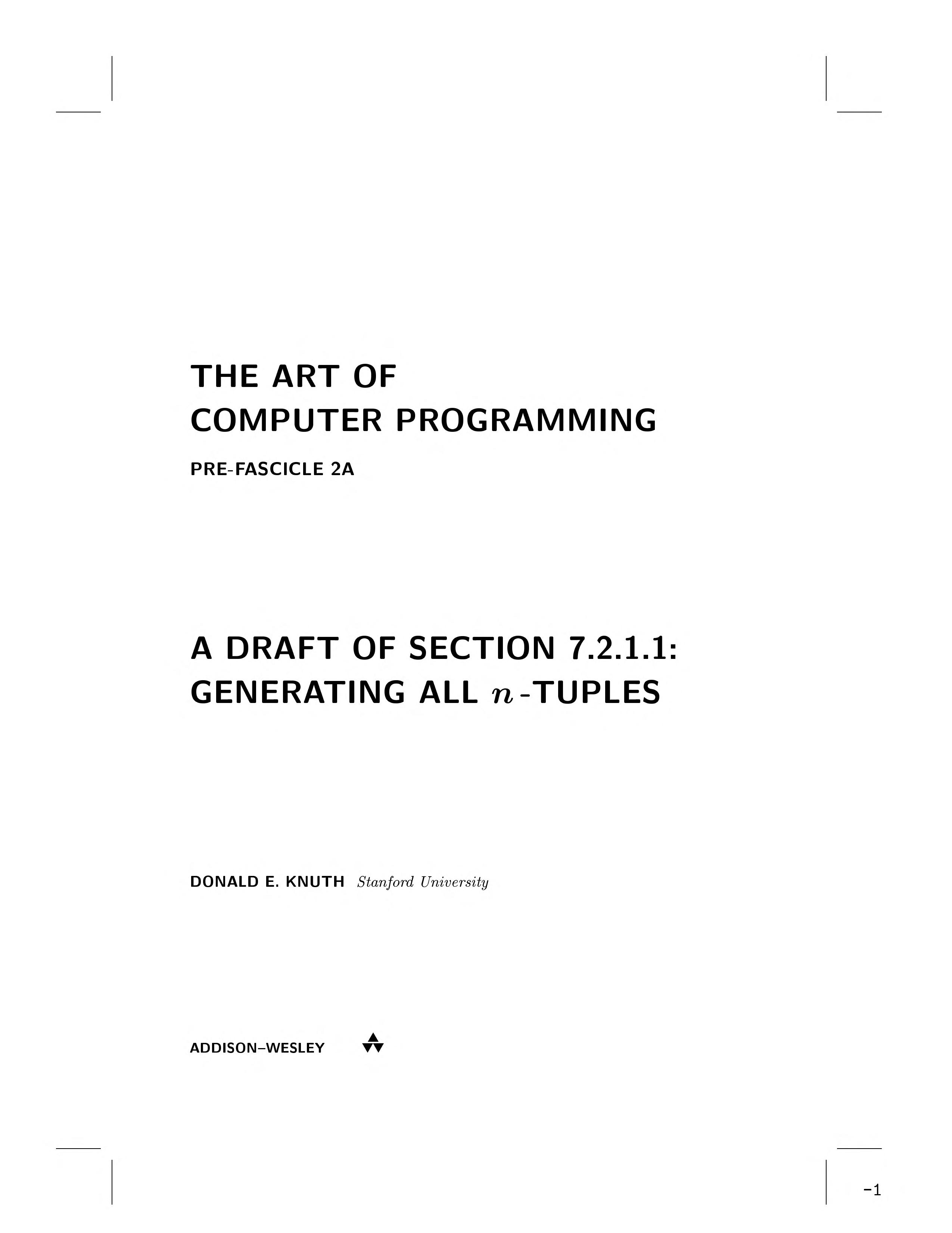 Art of Computer Programming, Volume 4, Fascicle 2, The