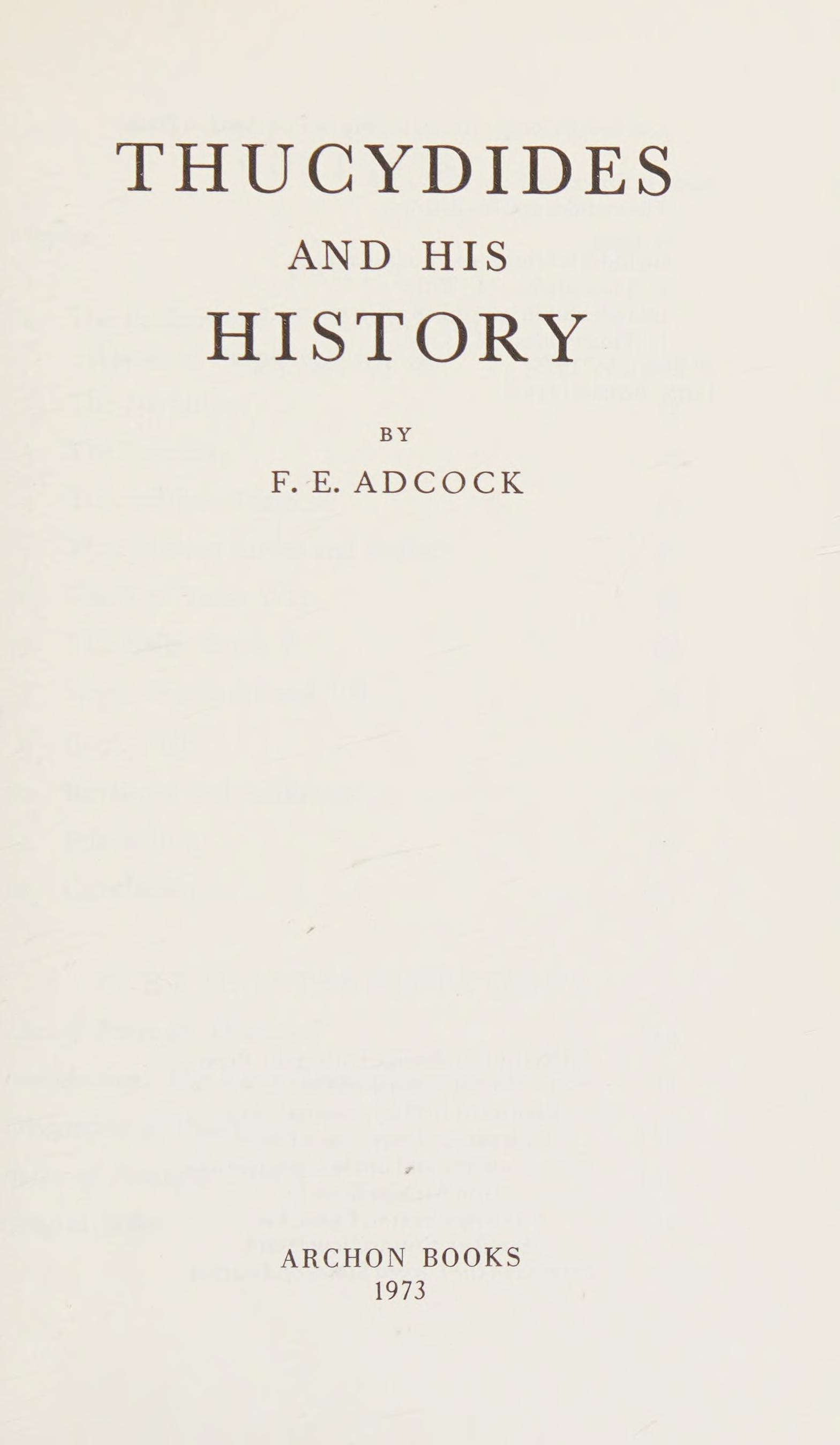 Thucydides and His History