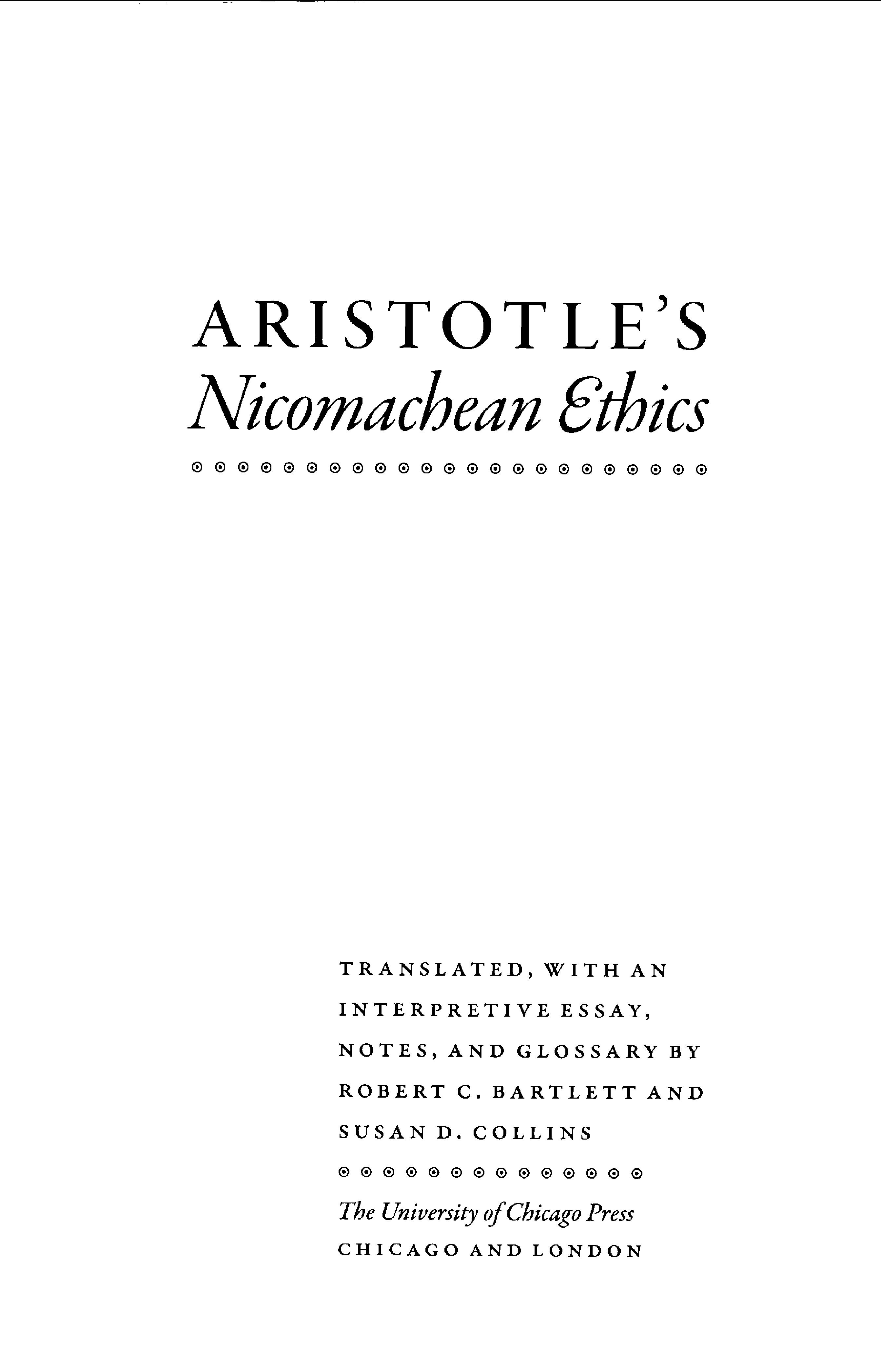 Aristotle's Nicomachean Ethics