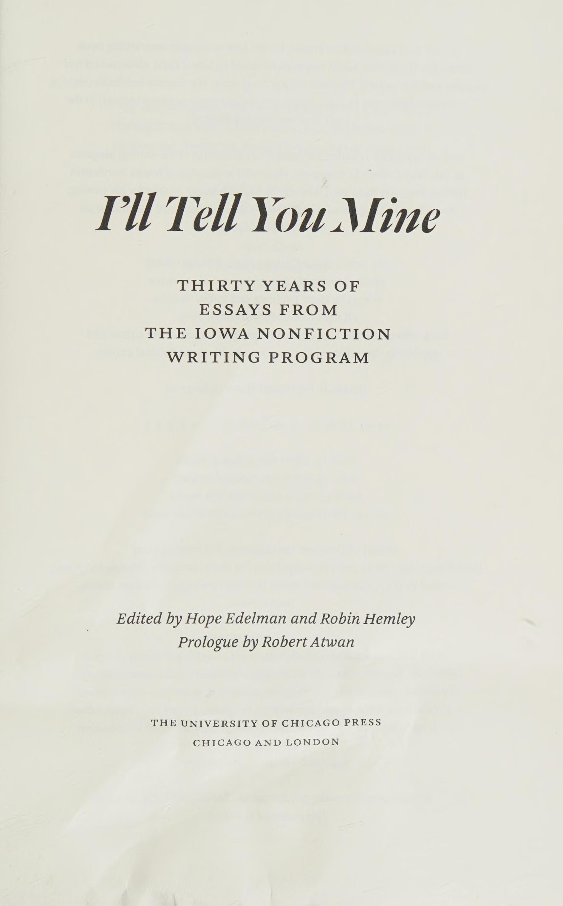 I'll Tell You Mine