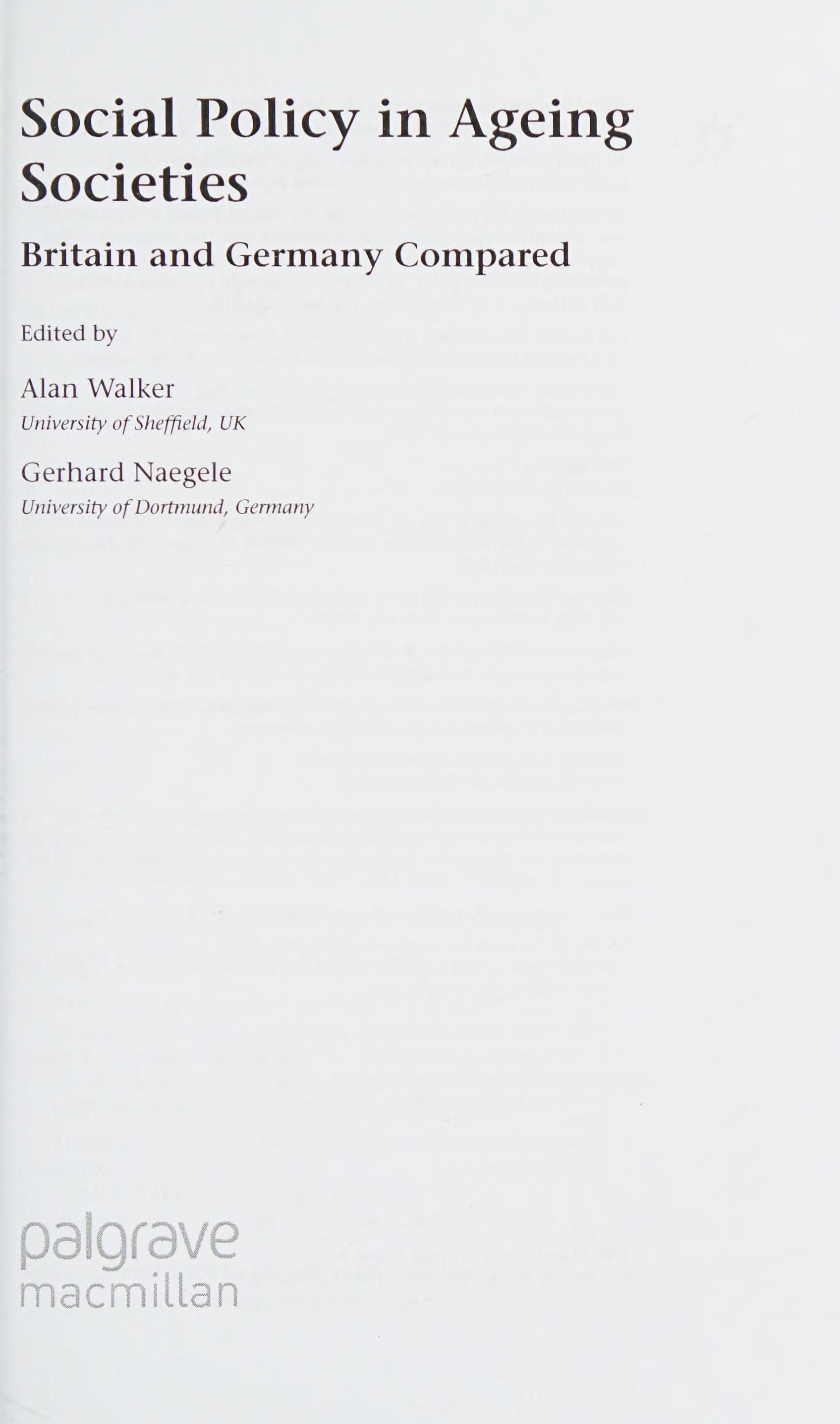 Social Policy in Ageing Societies