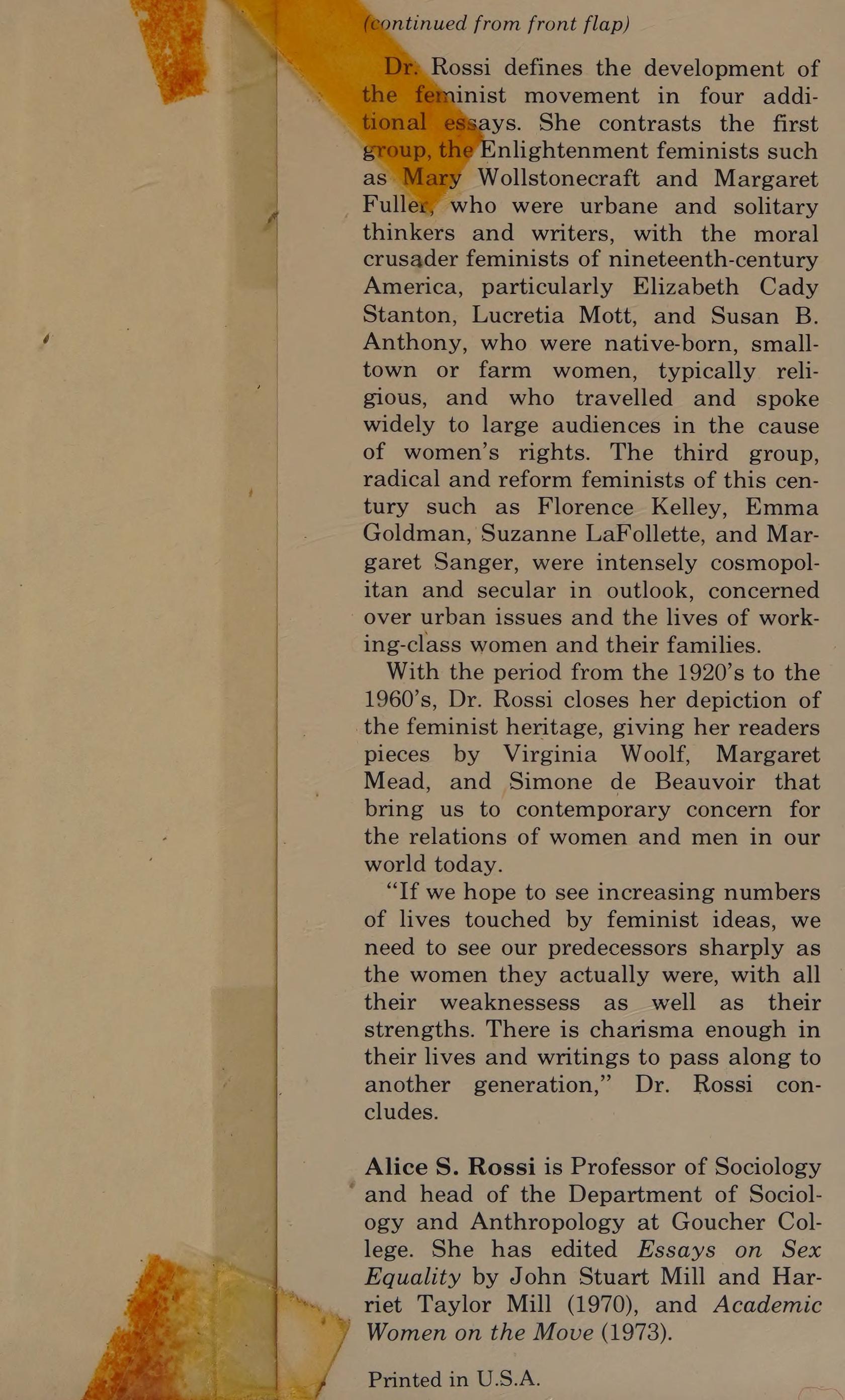 The Feminist Papers: From Adams To De Beauvoir
