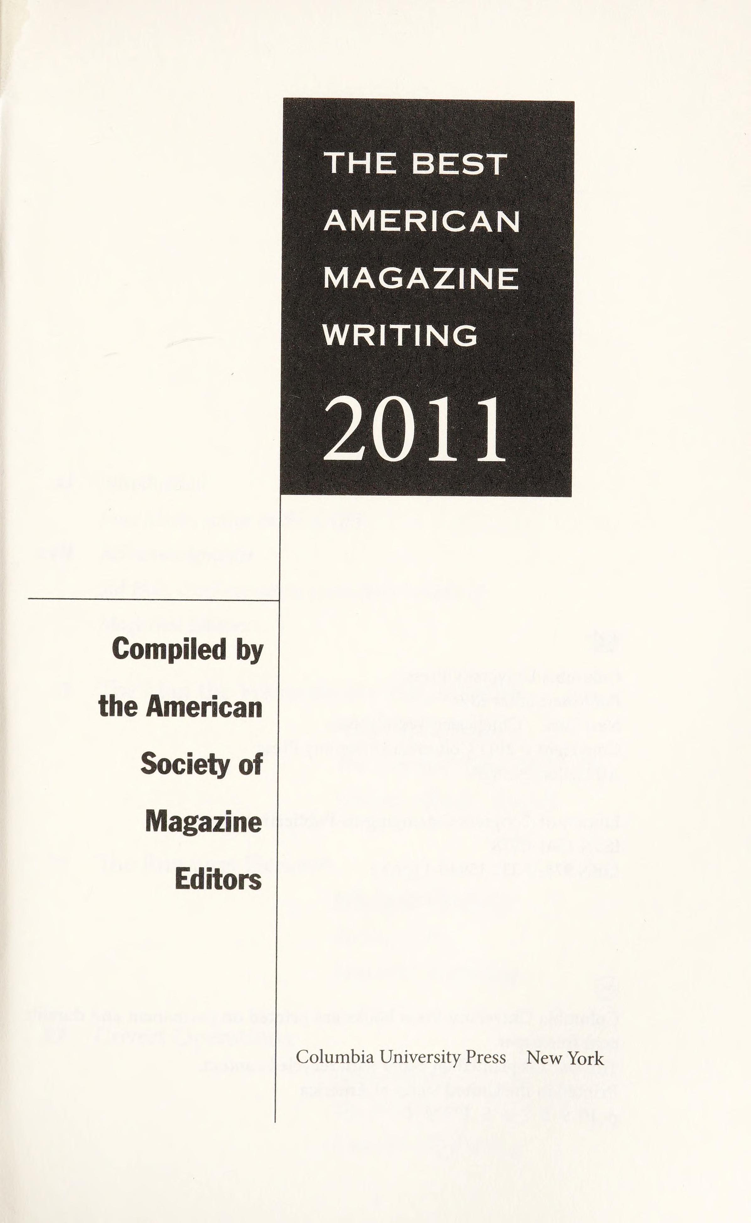 The Best American Magazine Writing 2011