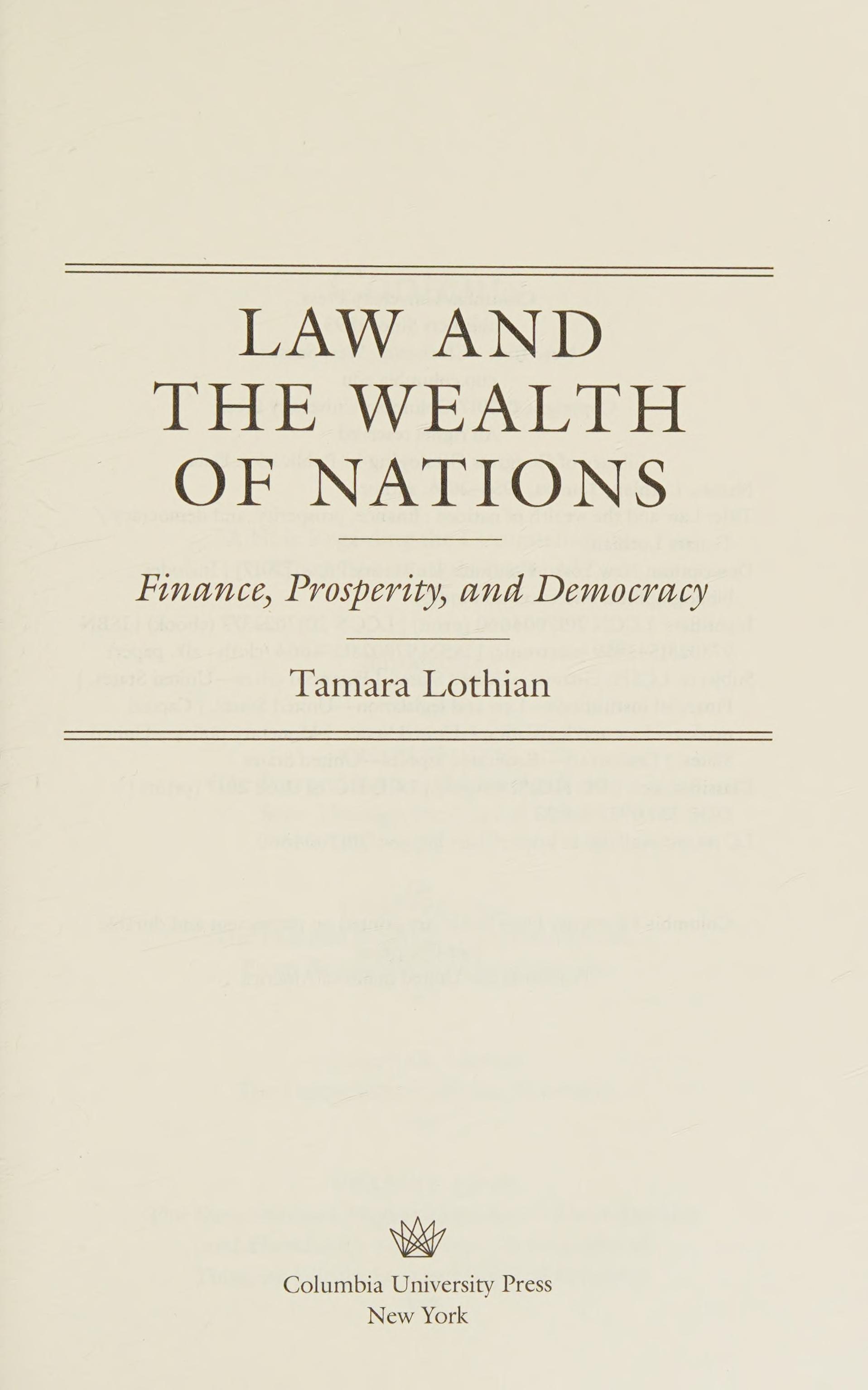 Law And The Wealth Of Nations