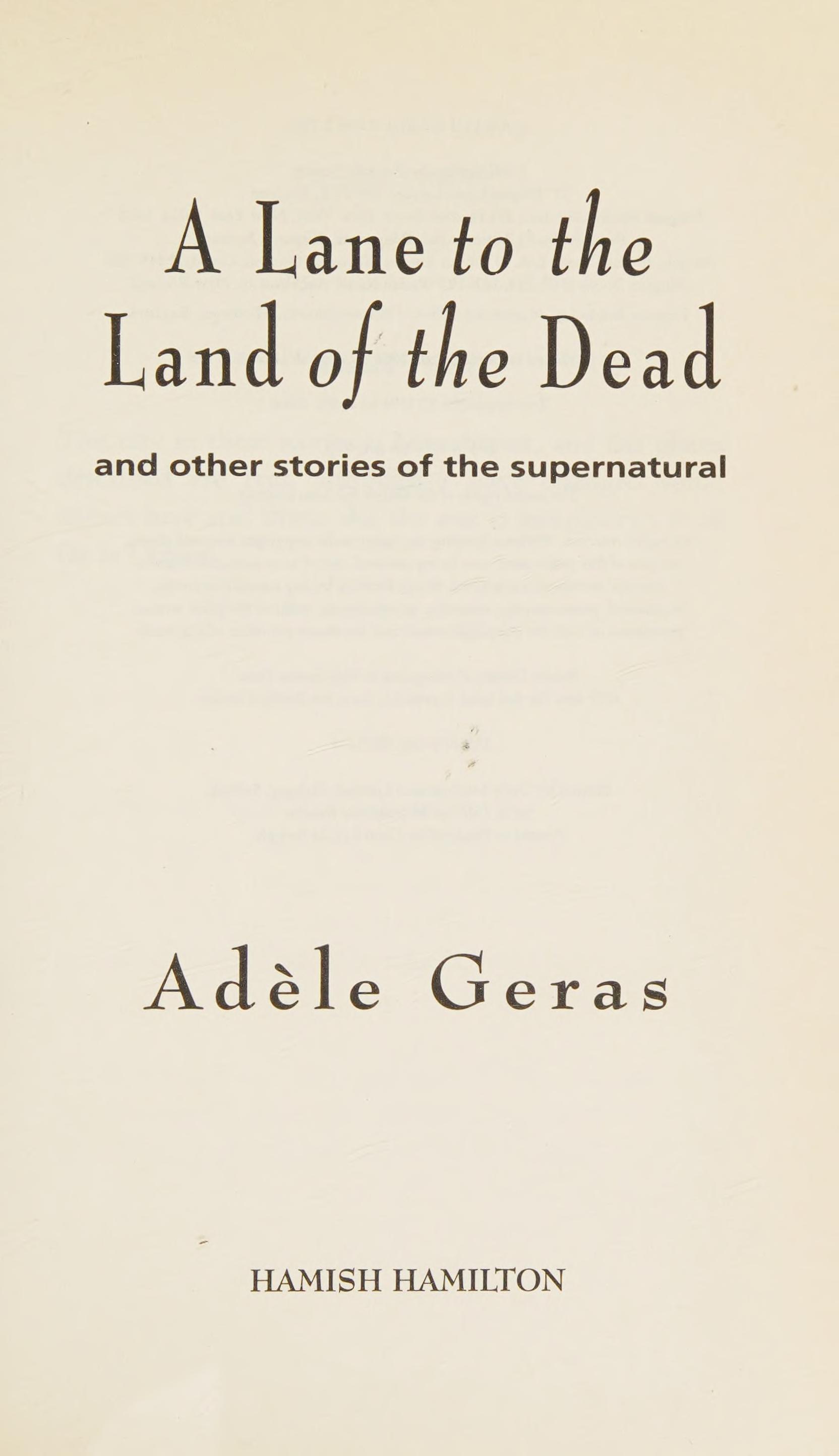 Lane to the Land of the Dead