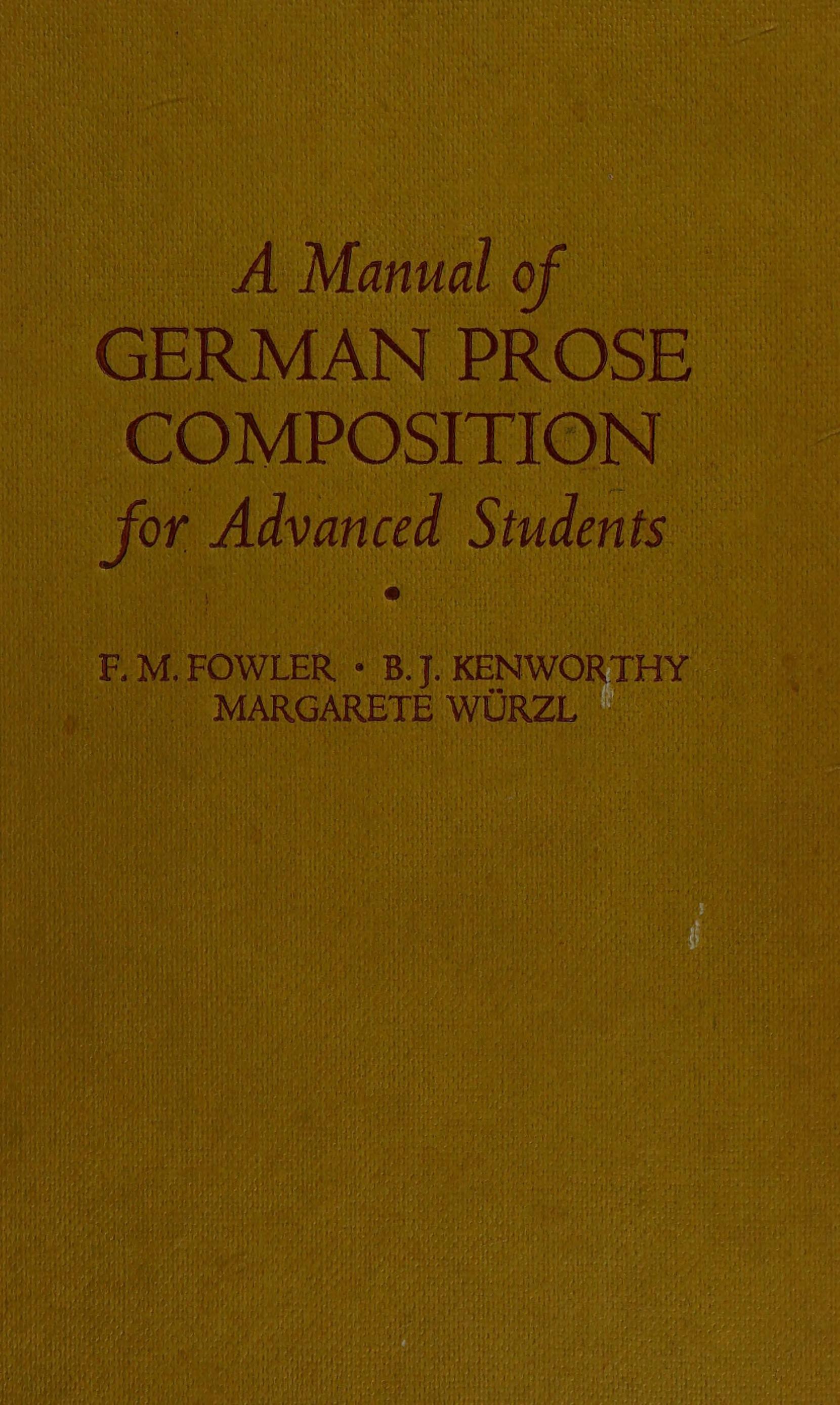A Manual Of German Prose Composition For Advanced Students