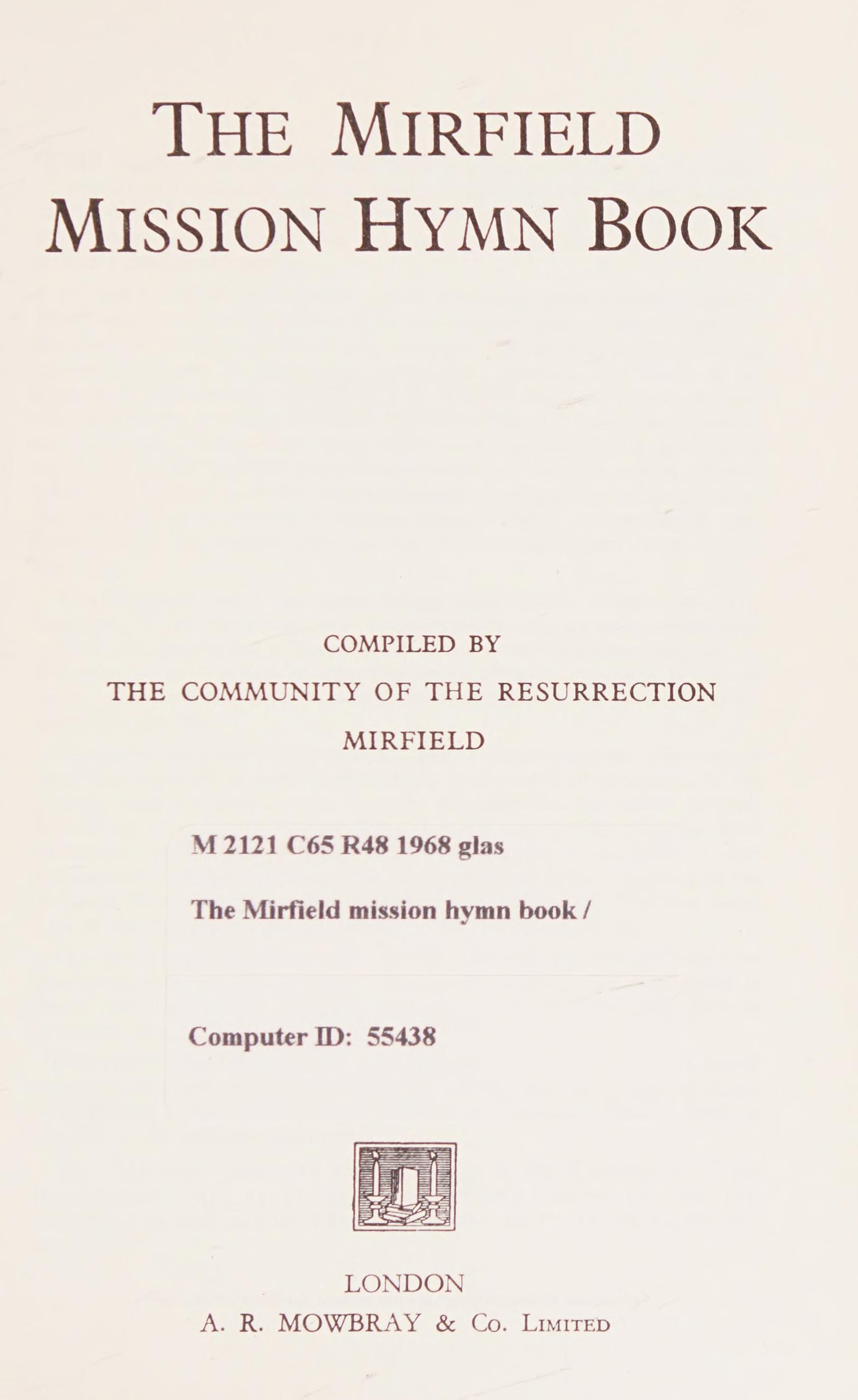 The Mirfield Mission Hymn Book