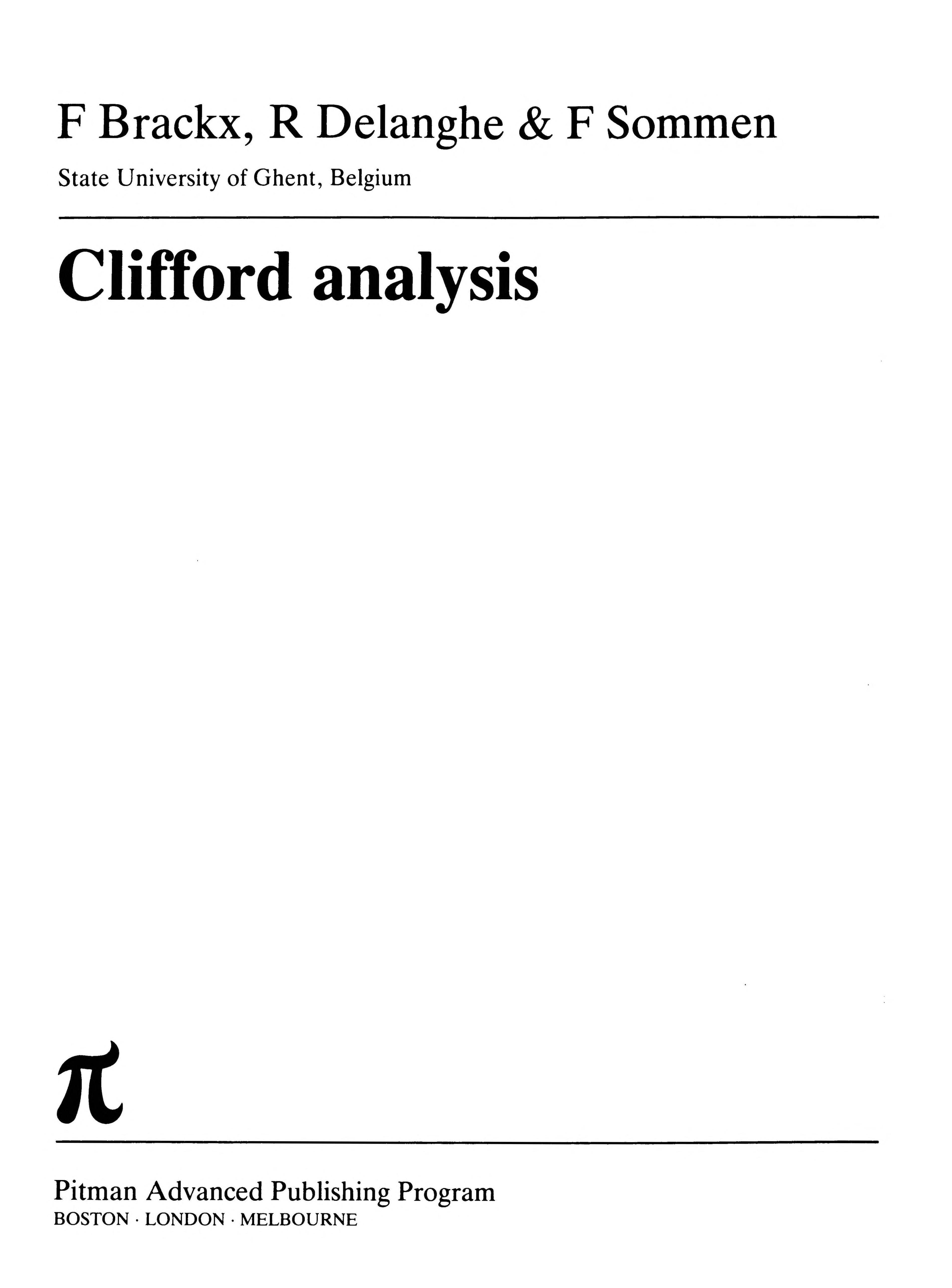 Clifford Analysis
