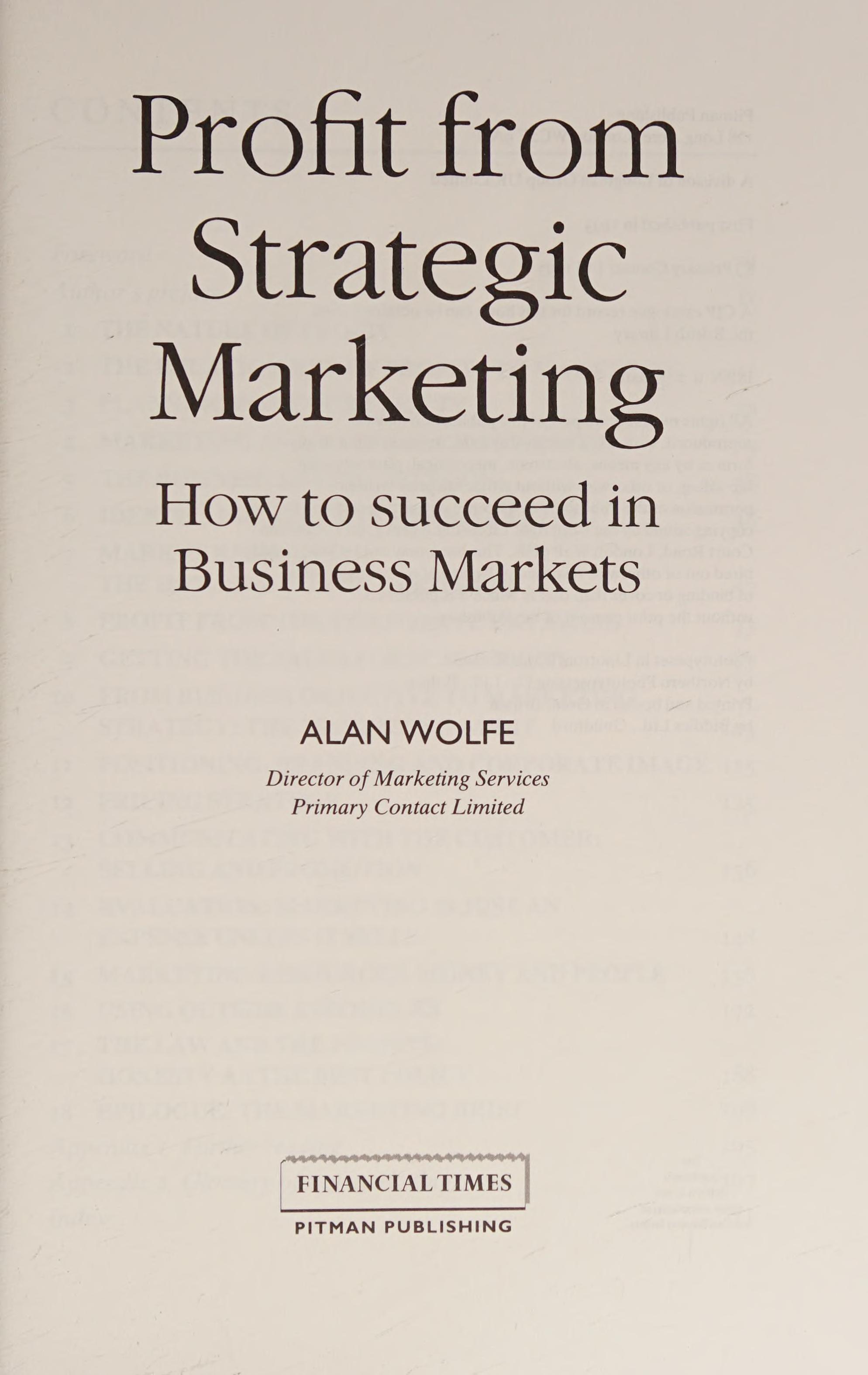 Profit from Strategic Marketing