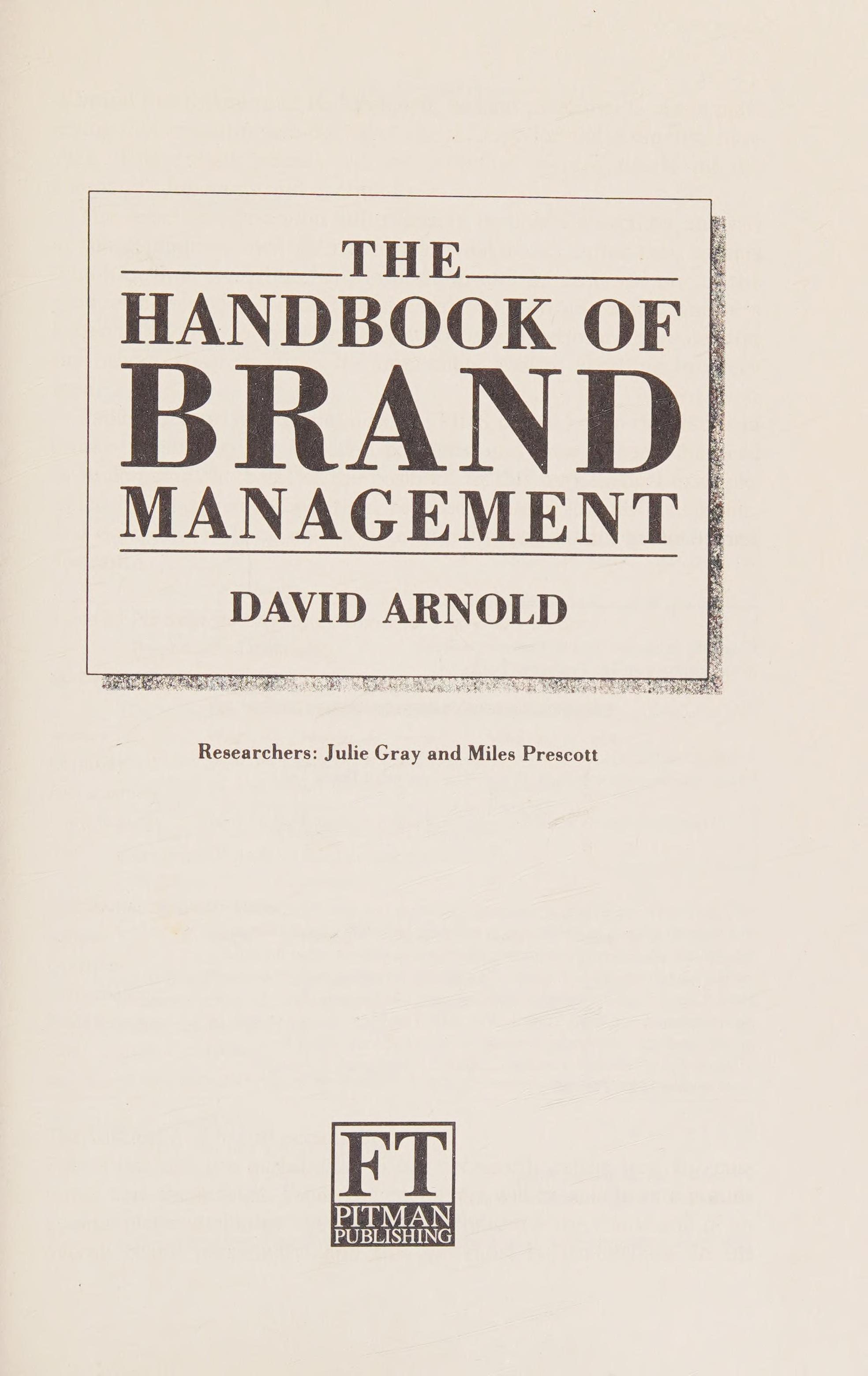 The Handbook of Brand Management