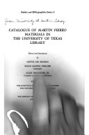 Catalogue Of Martín Fierro Materials In The University Of Texas Library