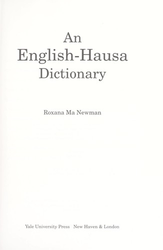 An English-Hausa Dictionary