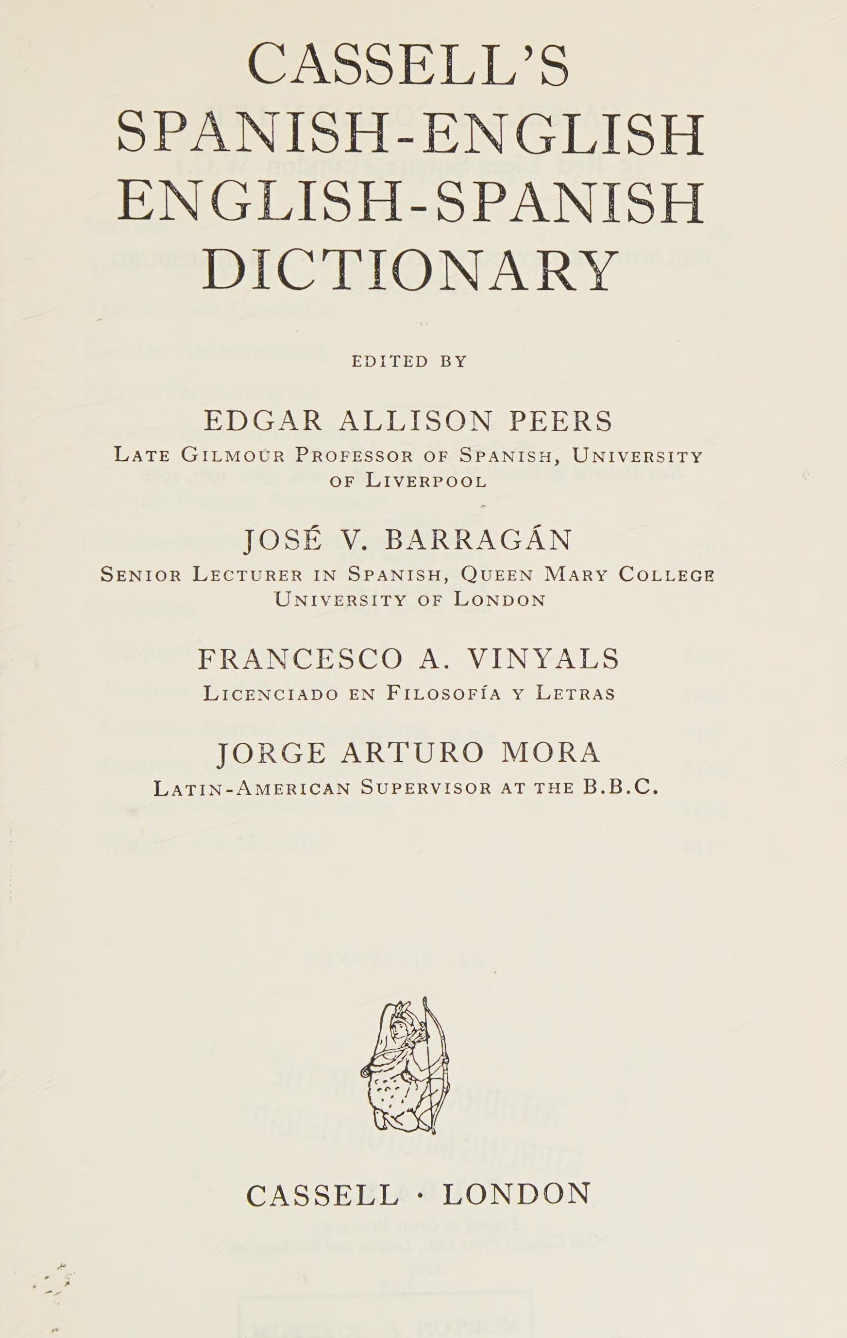 Cassell'S Spanish-English, English-Spanish Dictionary;