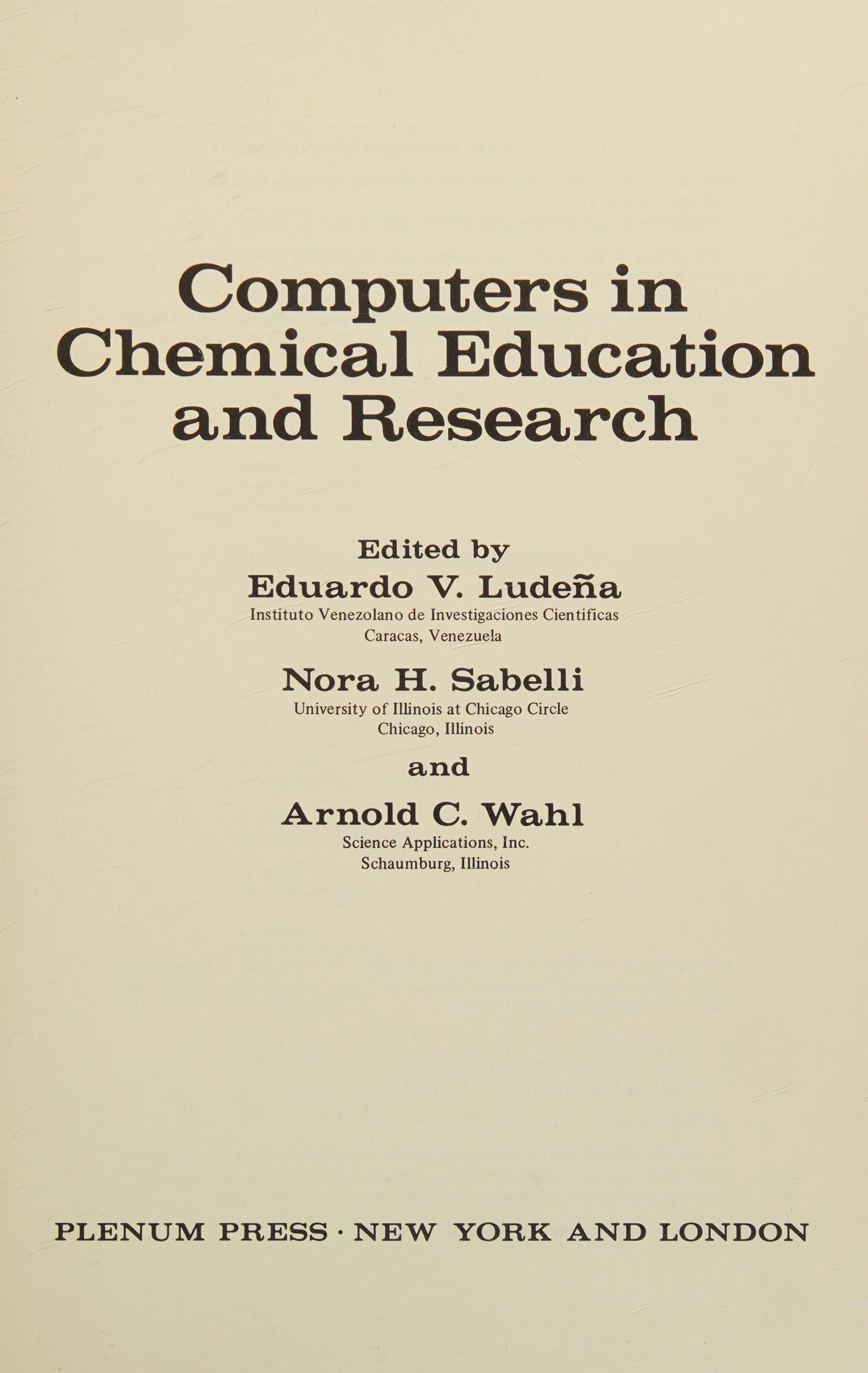 Computers in Chemical Education and Research