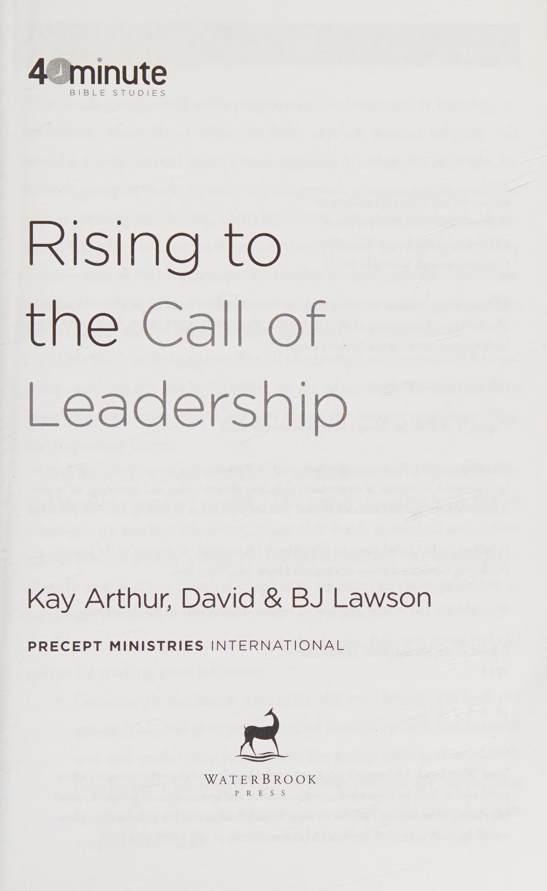 Rising To The Call Of Leadership