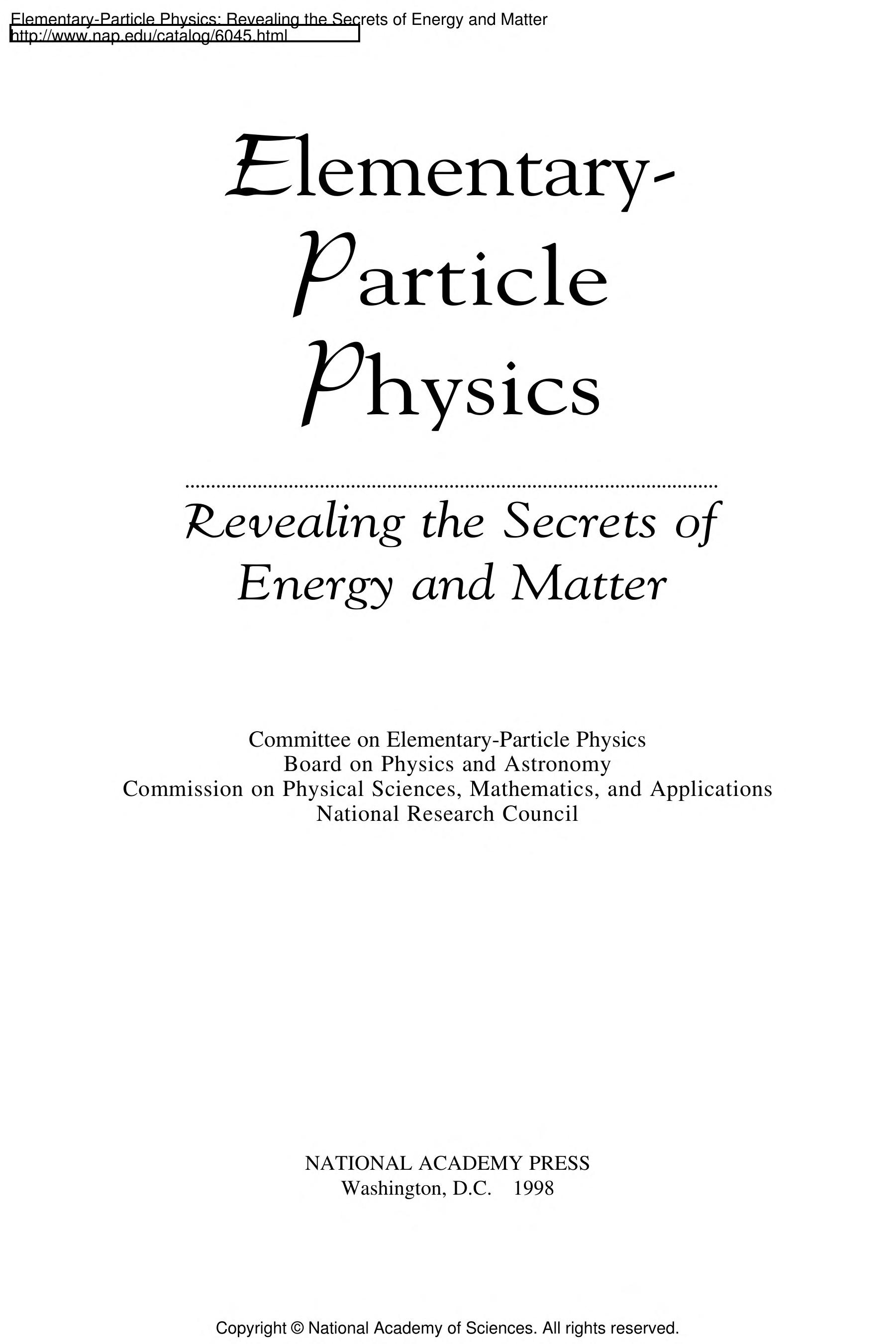 Elementary-Particle Physics