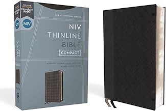 NIV, Thinline Bible, Compact, Leathersoft, Black/Gray, Red Letter, Comfort Print