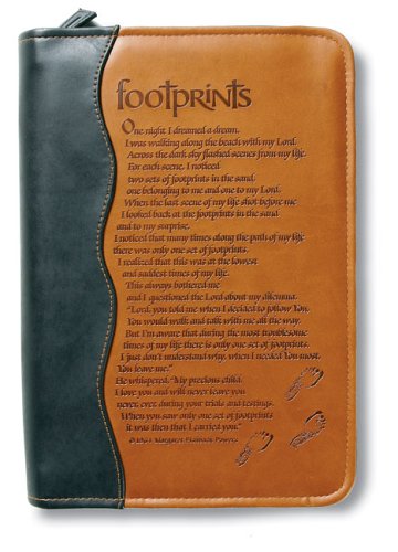 Italian Duo-Tone Footprints Medium-Size Book Bible Cover