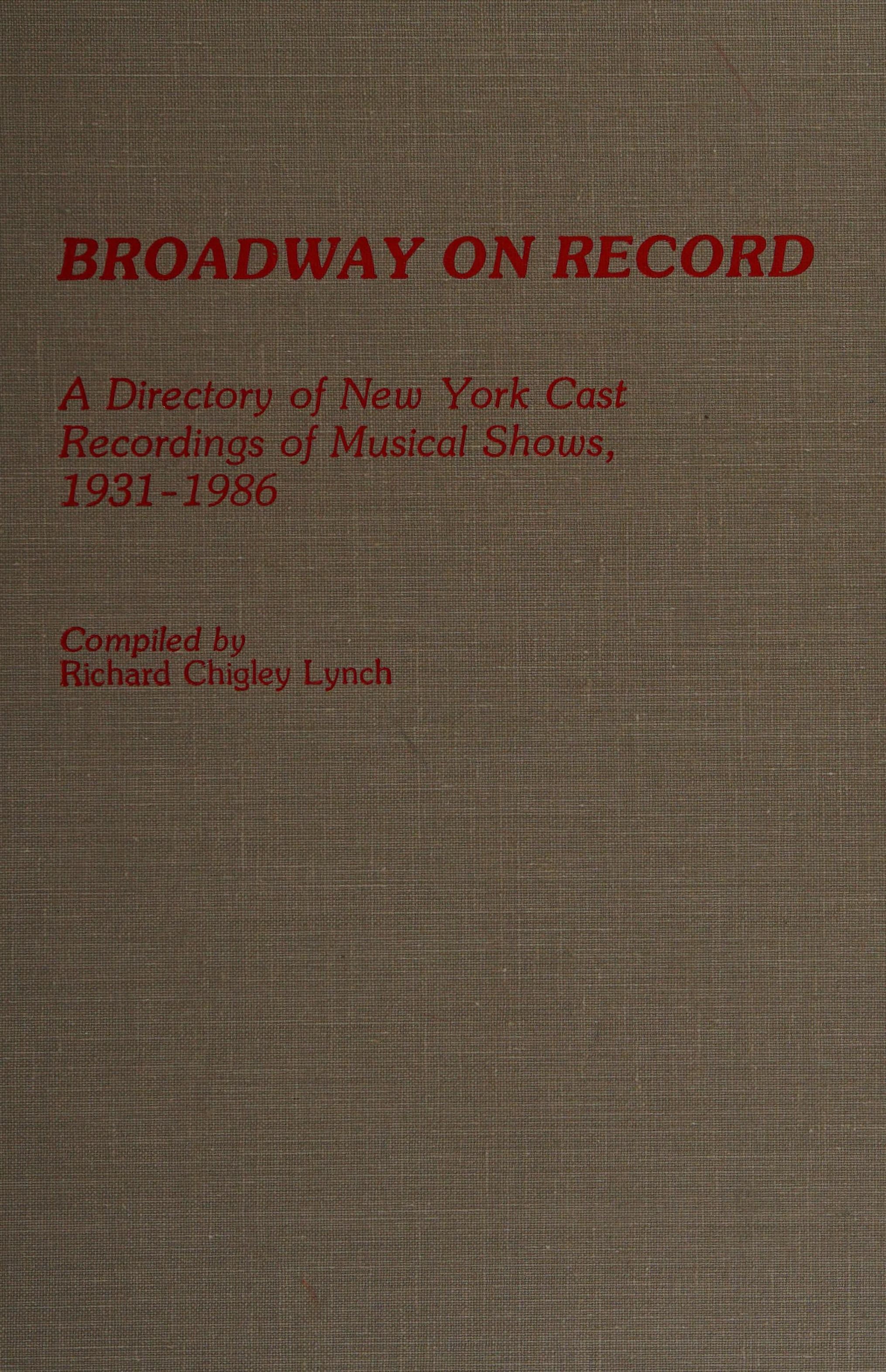 Broadway On Record