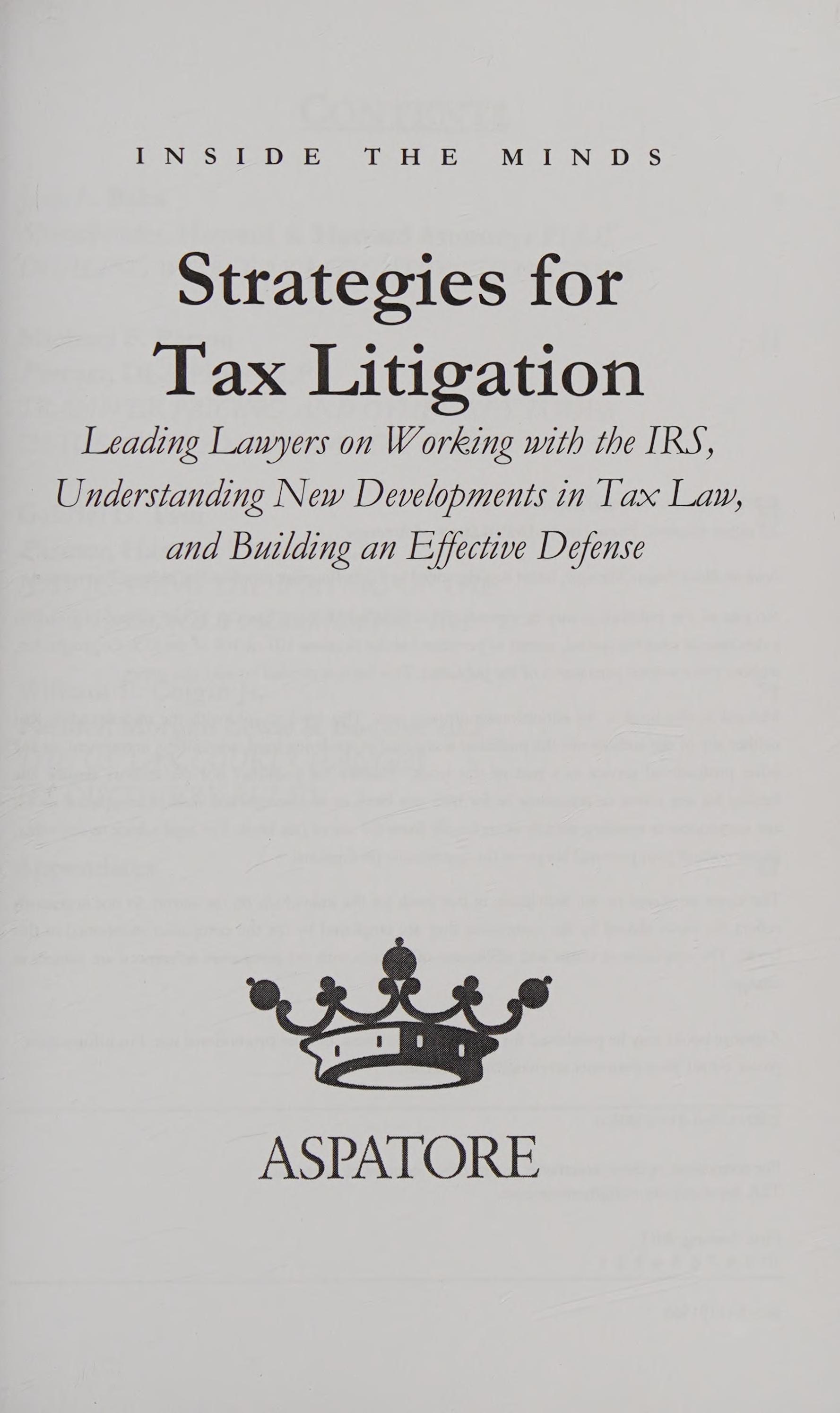 Strategies for Tax Litigation