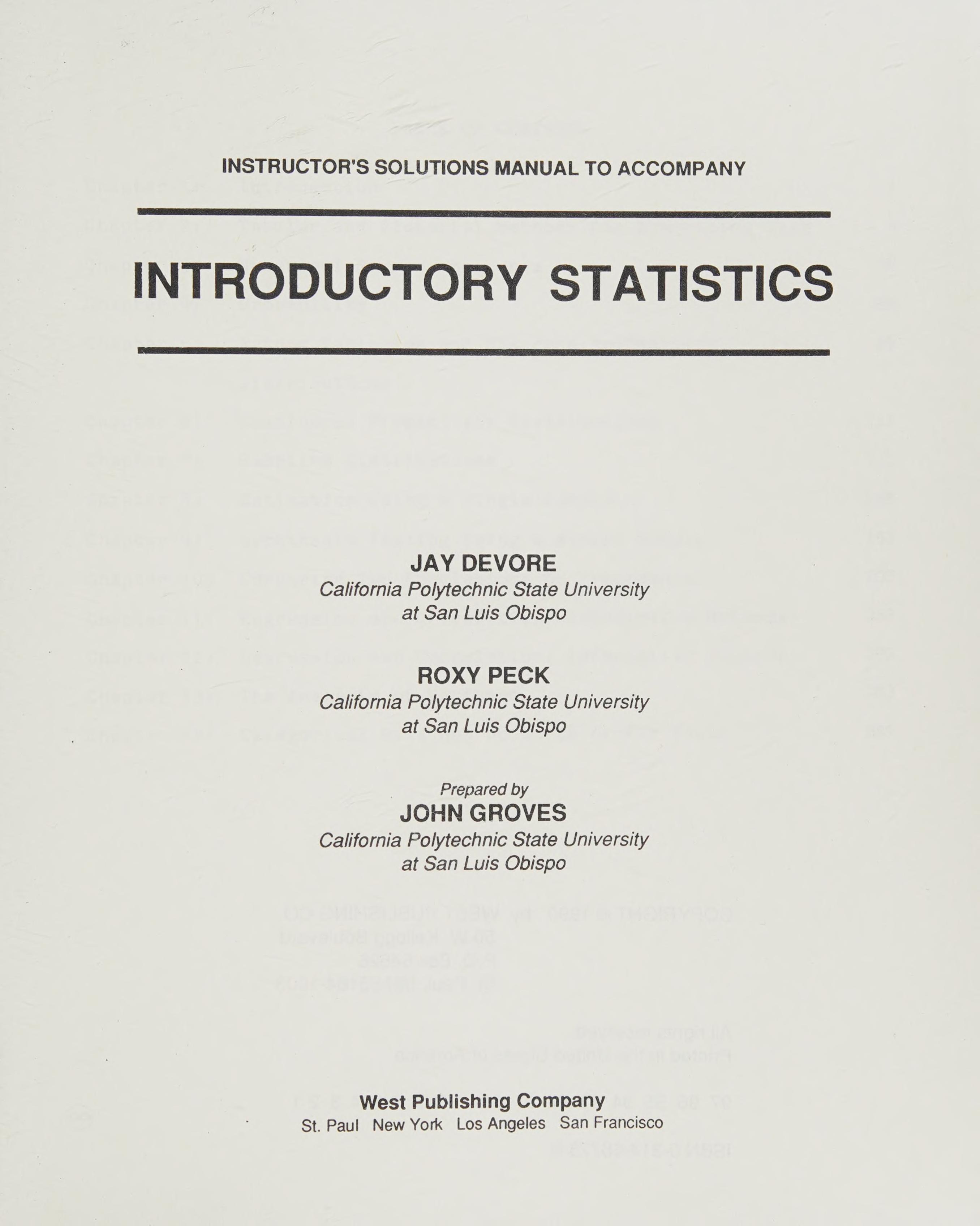 Instructor'S Solutions Manual To Accompany Introductory Statistics