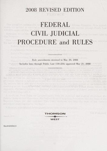 Federal Civil Judicial Procedures And Rules 2007
