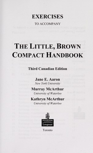 Exercises to Accompany the Little, Brown Compact Handbook, Third Canadian Edition