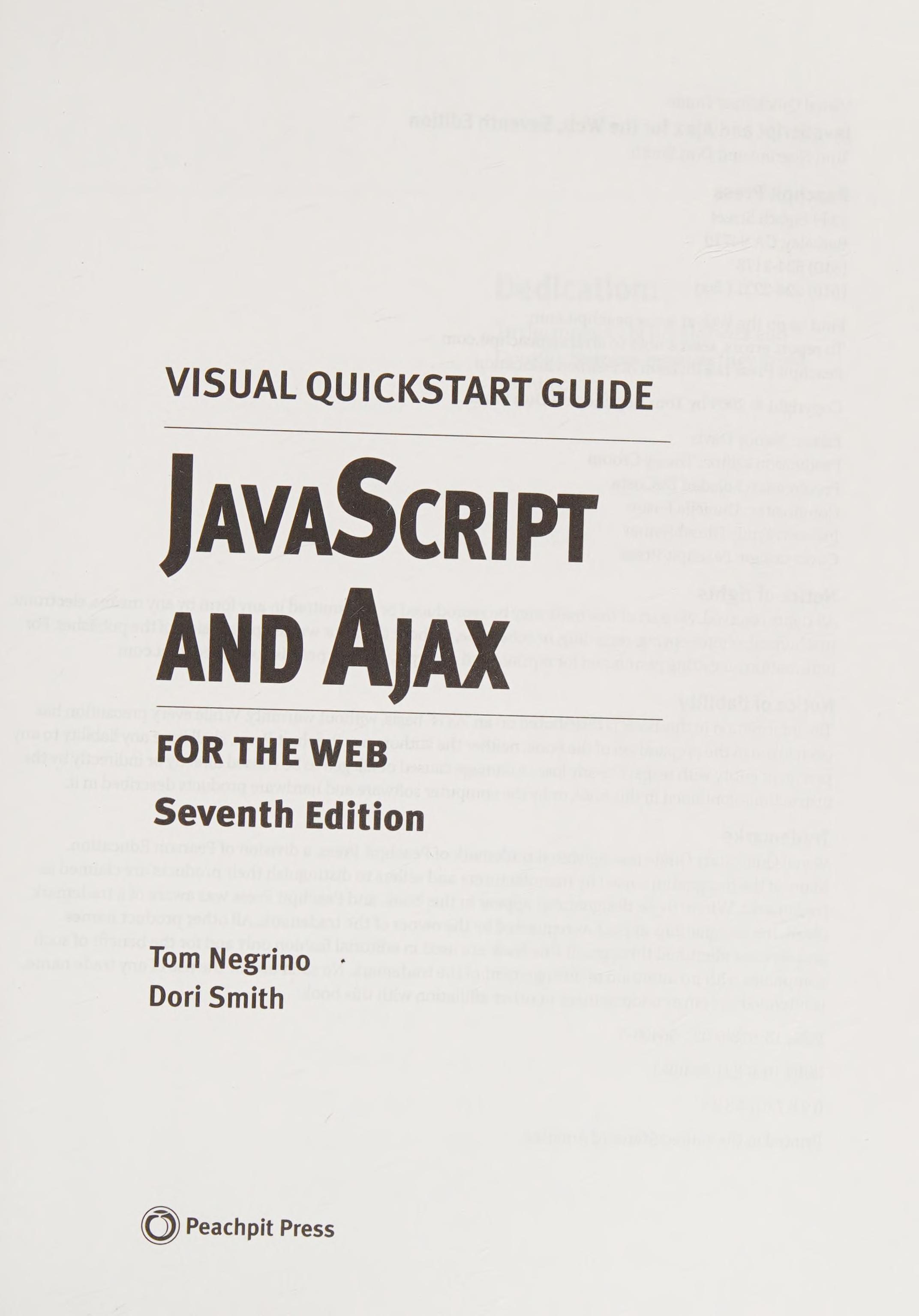 JavaScript And Ajax For The Web: Visual QuickStart Guide