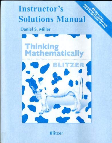 Instructor's Solutions Manual for THINKING MATHEMATICALLY by Blitzer
