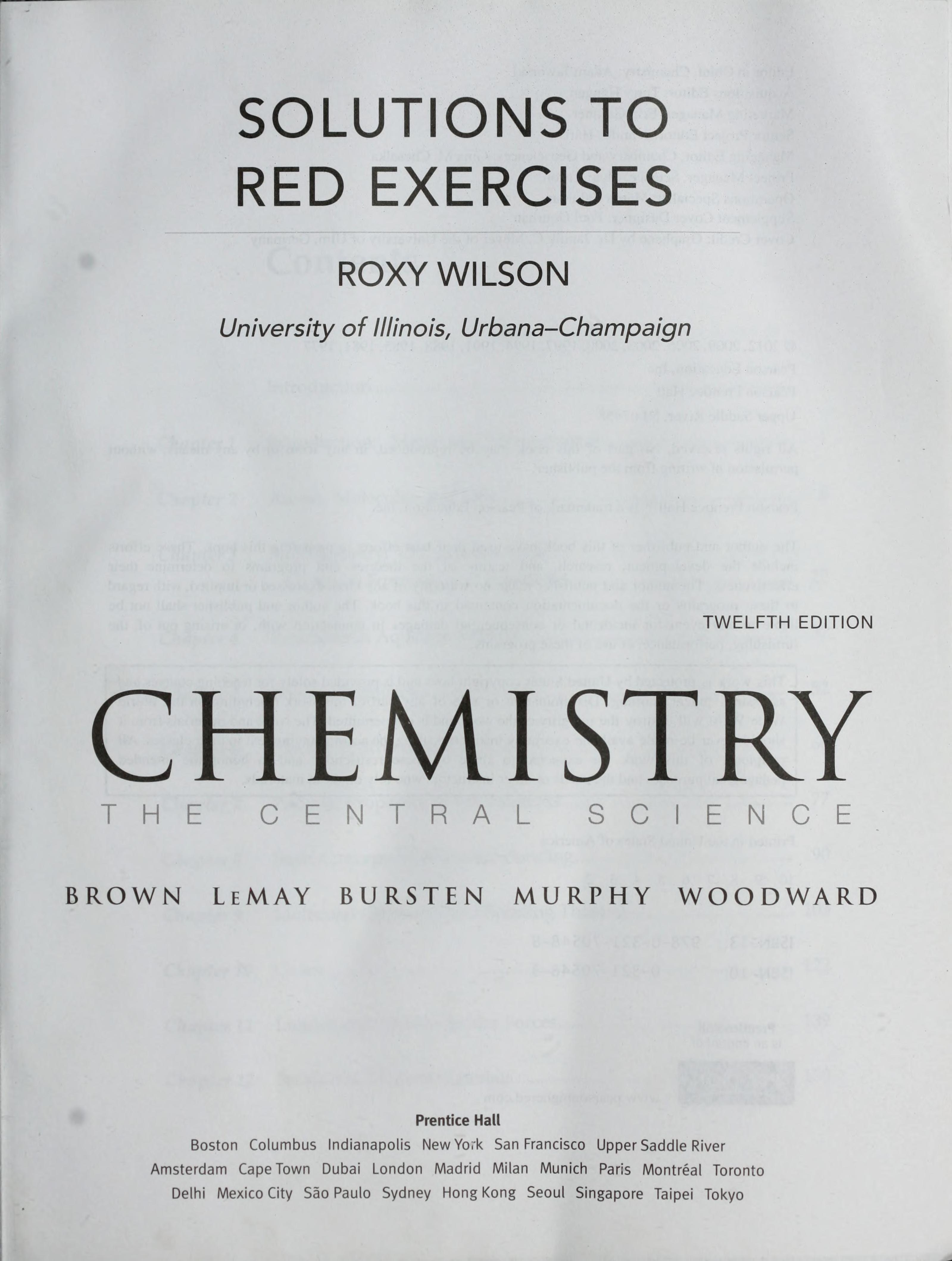 Solutions to Red Exercises for Chemistry: The Central Science