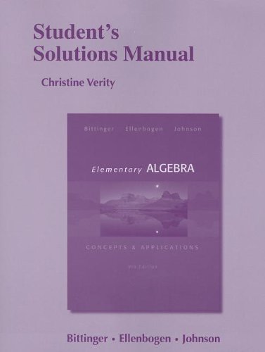 Student'S Solutions Manual For Elementary Algebra