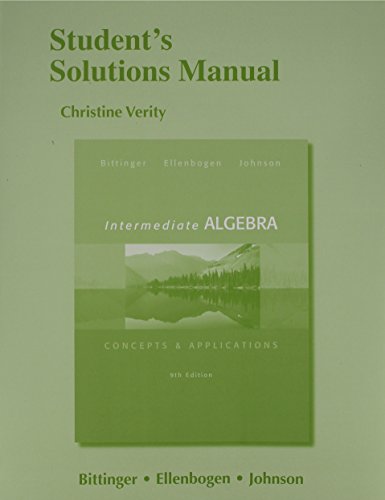 Student'S Solutions Manual For Intermediate Algebra: Concepts & Application